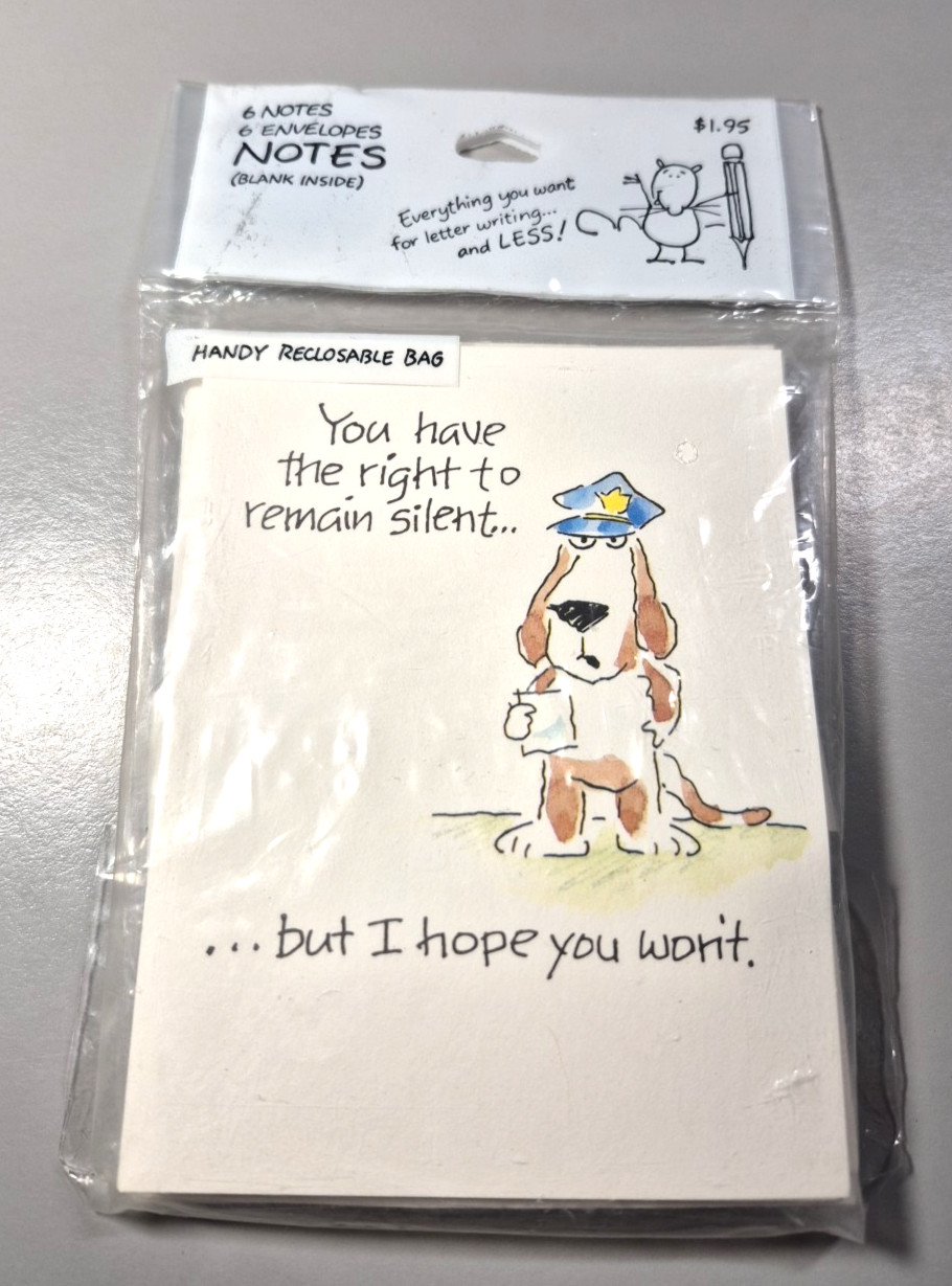 Hallmark Shoebox Greetings 6 Blank Note Cards Envelopes Police Dog Vintage 1987