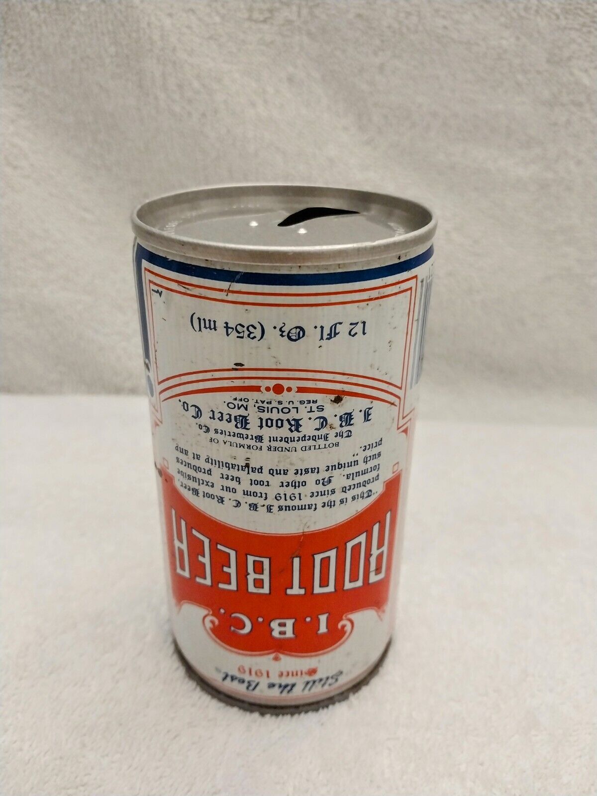Vintage/Antique UPSIDE DOWN Empty I.B.C Root Beer Can Crimped Steel I.B.C.1owner
