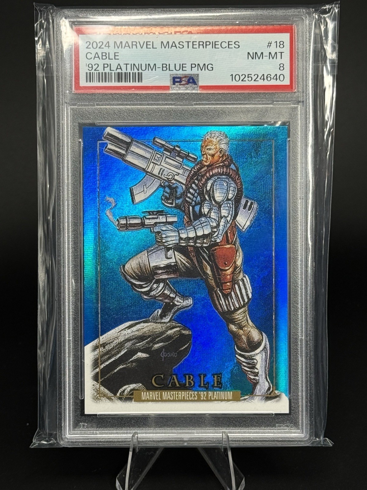 Cable - 2024 Marvel Masterpieces '92  Precious Metal Gems Blue /50 PMG PSA 8