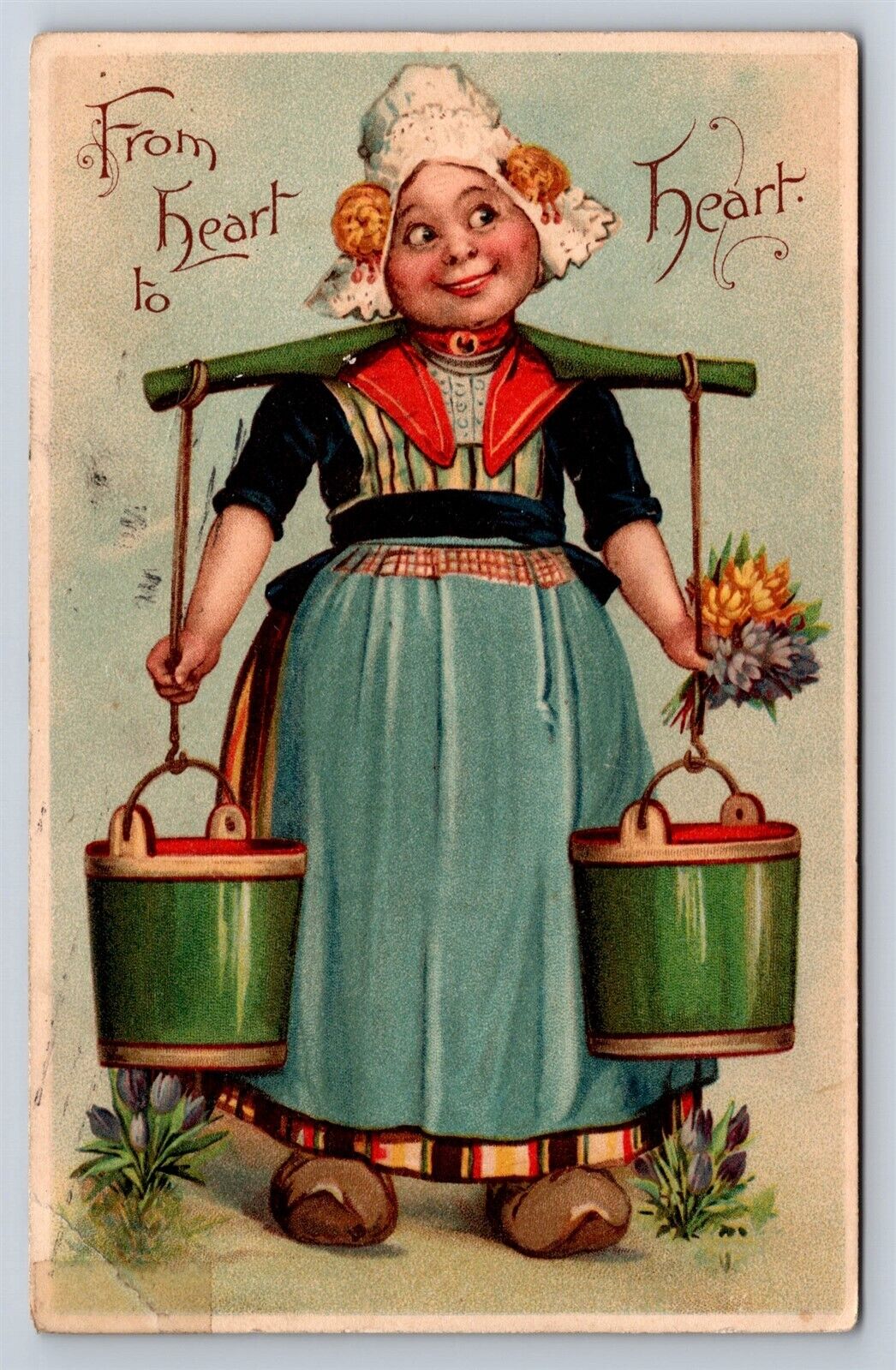 Postcard Valentines Day Dutch Milk Maid un/s Brundage Tucks c1906 AD26