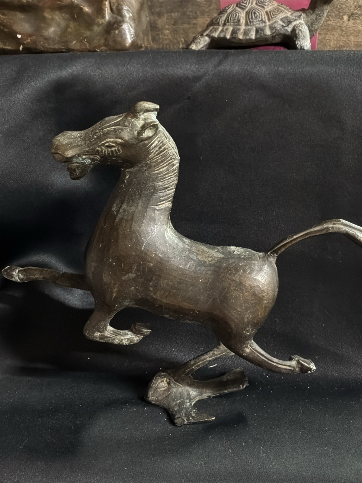 Vintage Asian Bronze/Chalkware (Inside) Flying Horse Statue