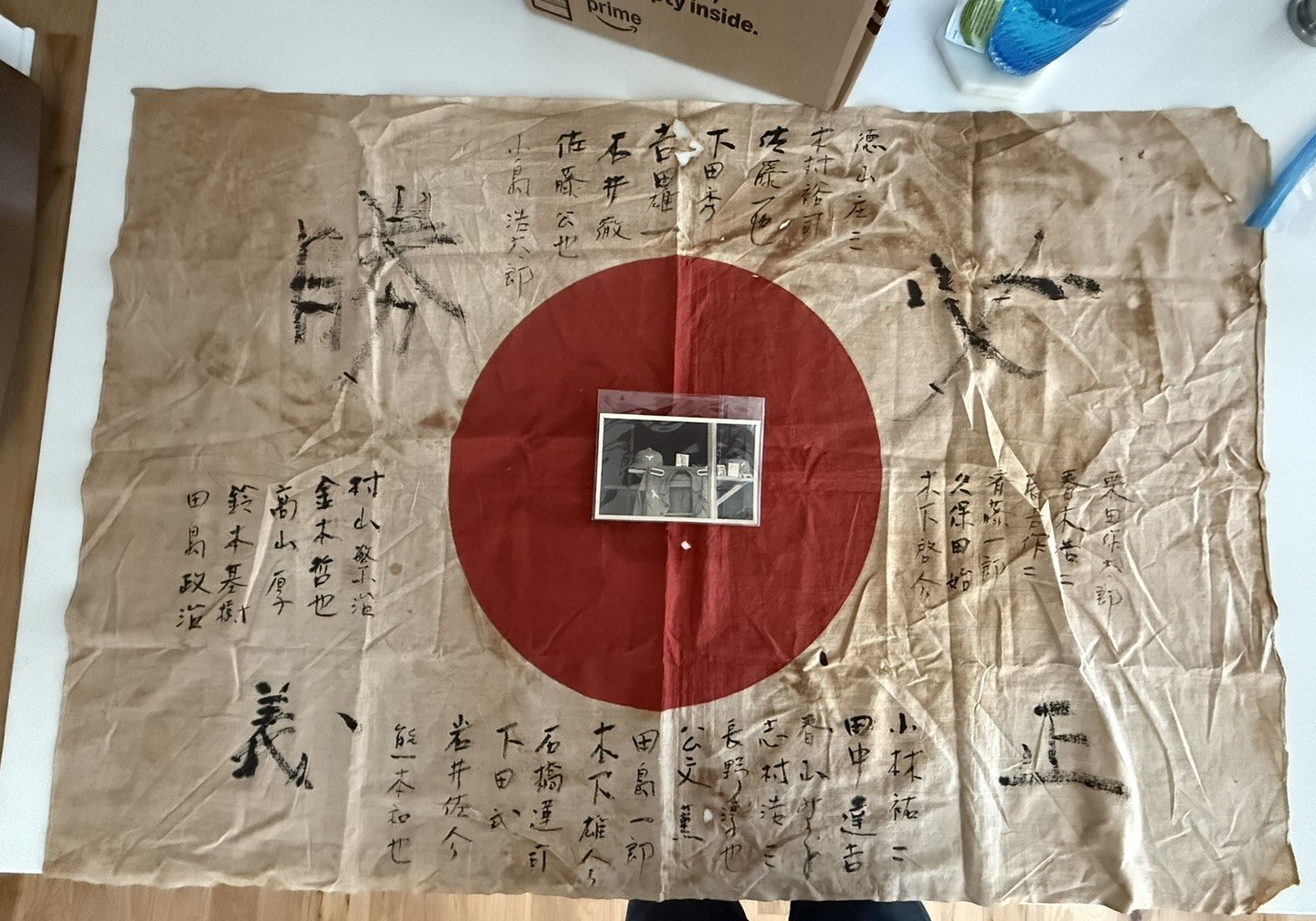 Original WW2 WWII signed Japanese off to war meatball flag 