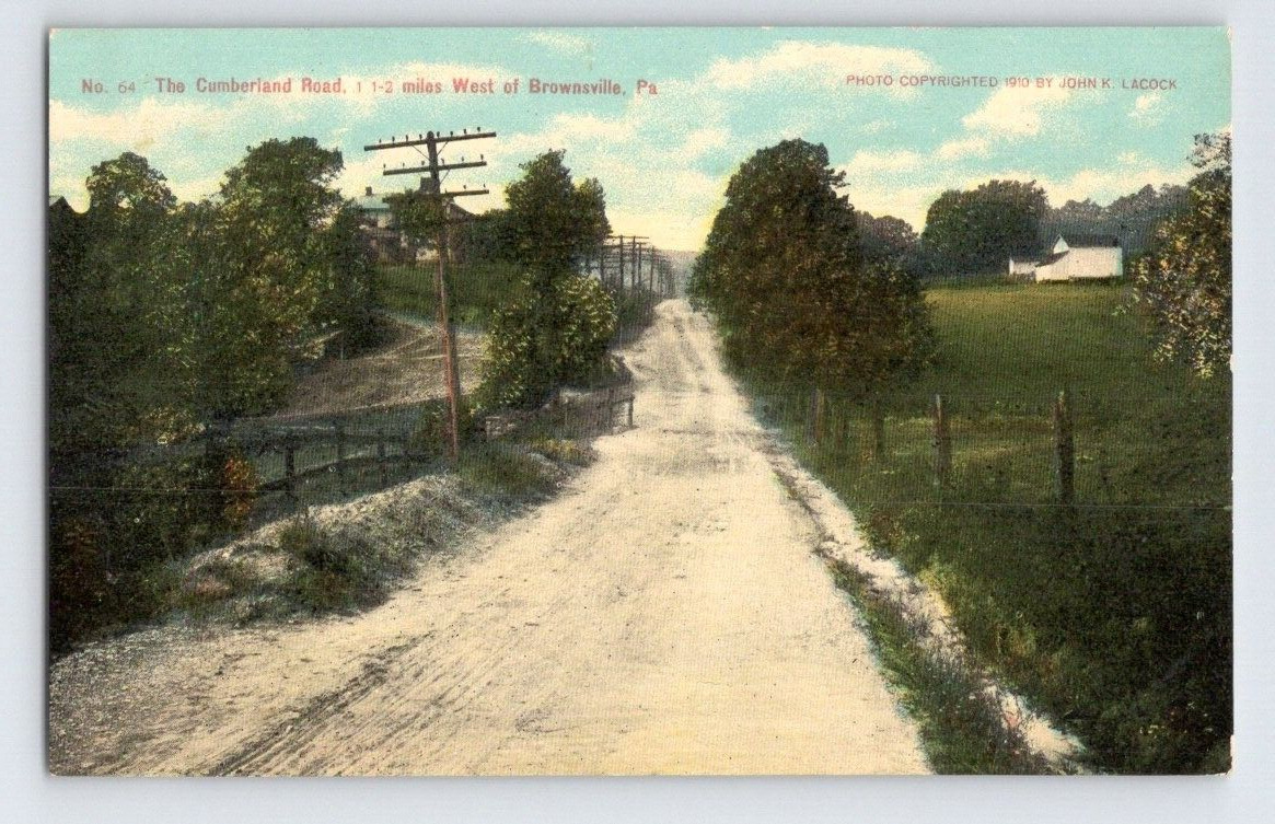 1909. CUMBERLAND ROAD. NEAR BROWNSVILLE, PA. POSTCARD L29