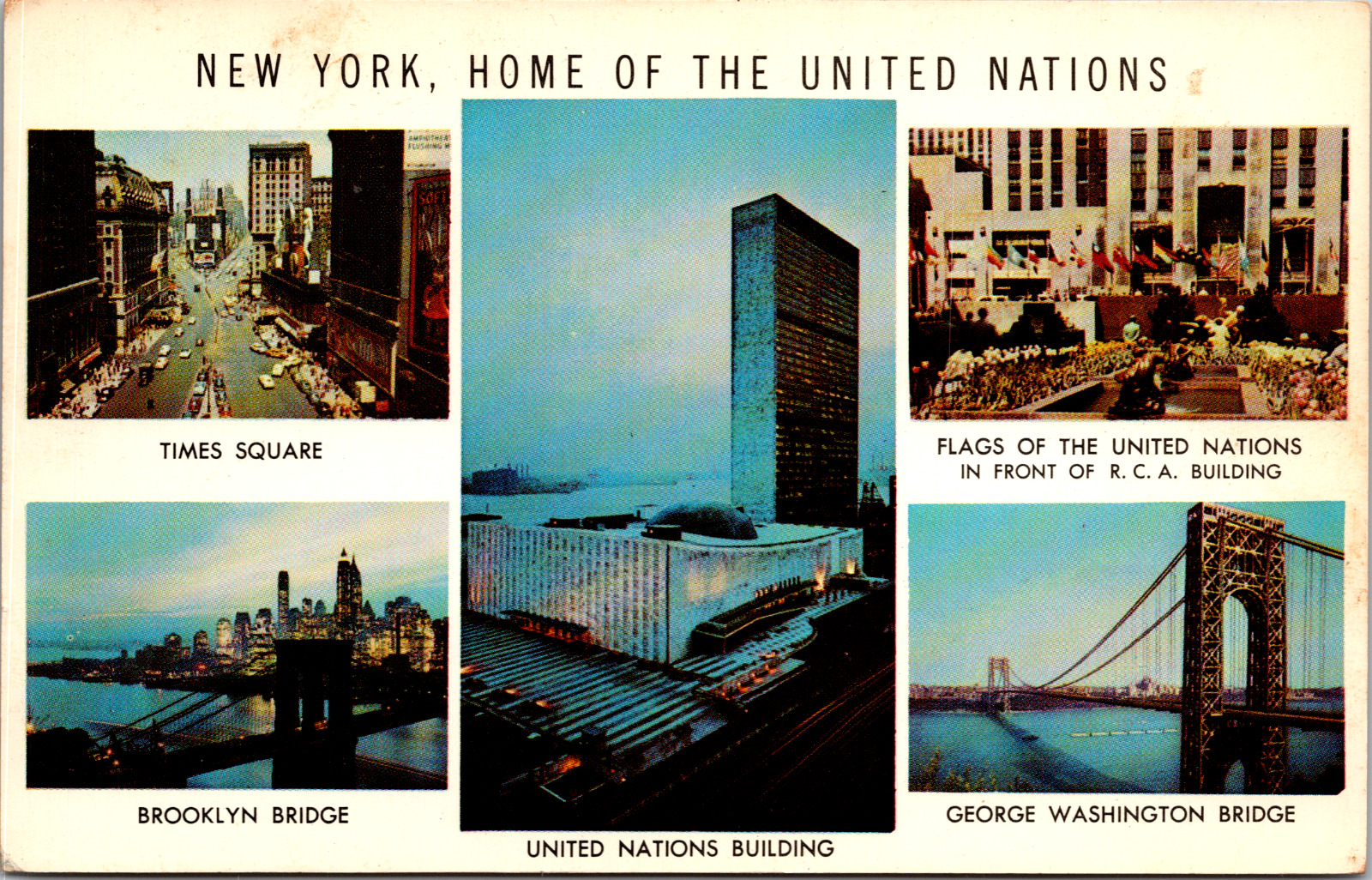  Vintage C. 1960\'s United Nations, Times Square, Bridge, New York NY Postcard