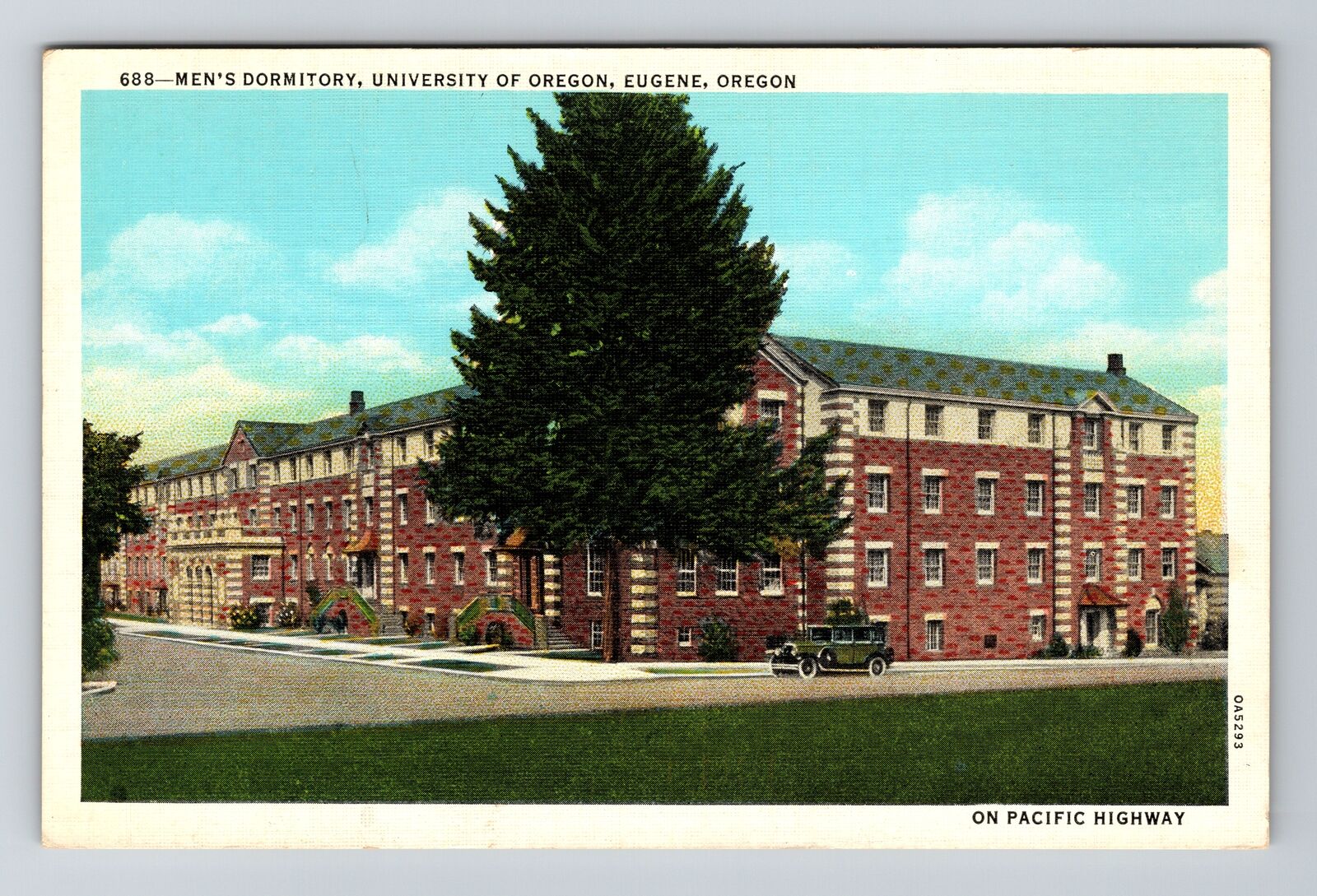 Eugene OR-Oregon, Men\'s Dormitory, University, Vintage Postcard