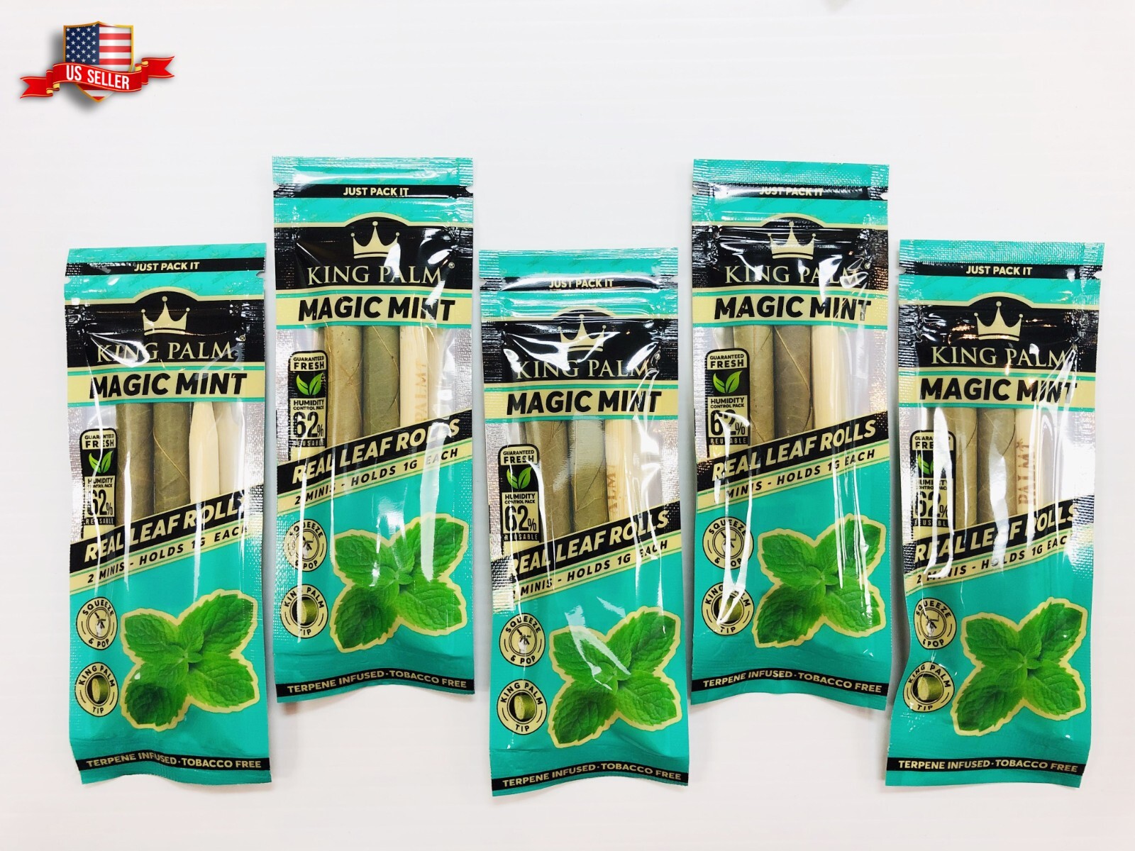 KING PALM MINT FLAVOR 100% REAL LEAF ROLLS MINI SIZE 5 PACKS KING PALM MINT FLAVOR 100% REAL LEAF ROLLS MINI SIZE 5 PACKS