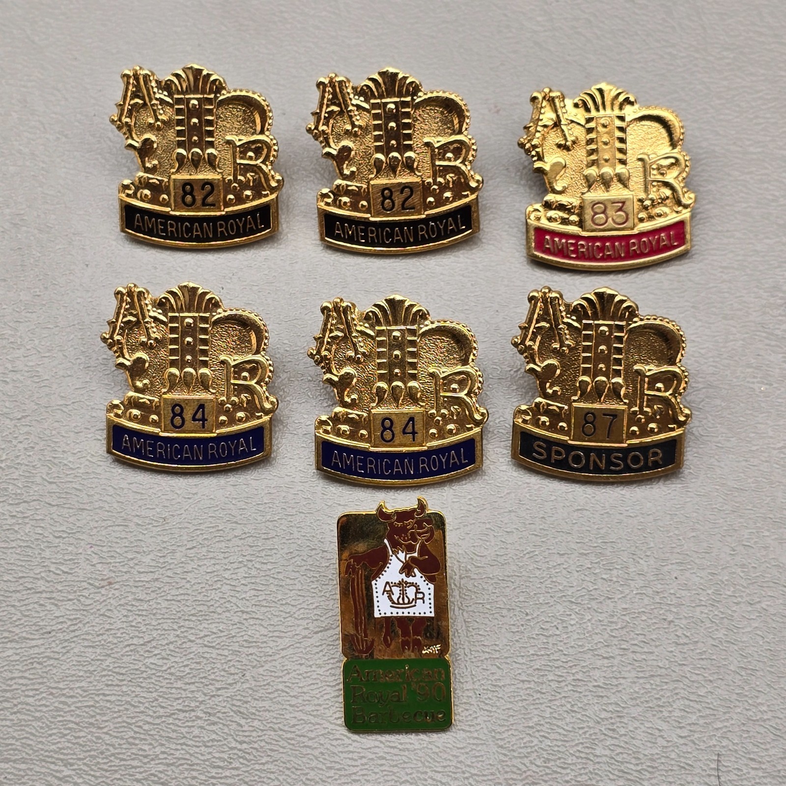 American Royal Lapel Pin Lot 7 1982 1983 1984 1987 Sponsor Livestock Kansas City