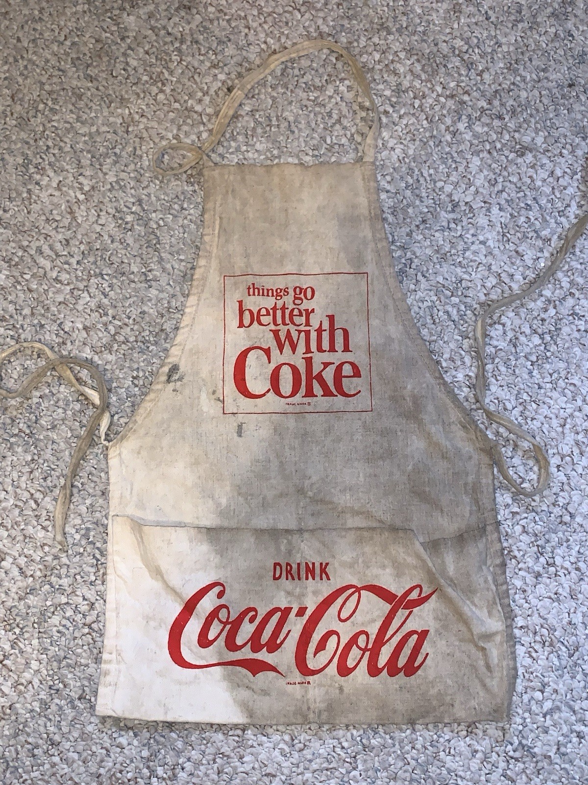 Vintage 1960s Coca-Cola Duck Canvas Vendor Apron Coke Concessions Advertising Vintage 1960s Coca-Cola Duck Canvas Vendor Apron Coke Concessions Advertising