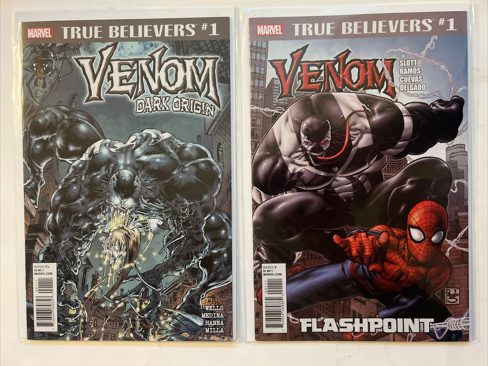 2 Marvel True Believers: Venom: Flashpoint #1 (2018)  + Dark Origin #1 Reprints