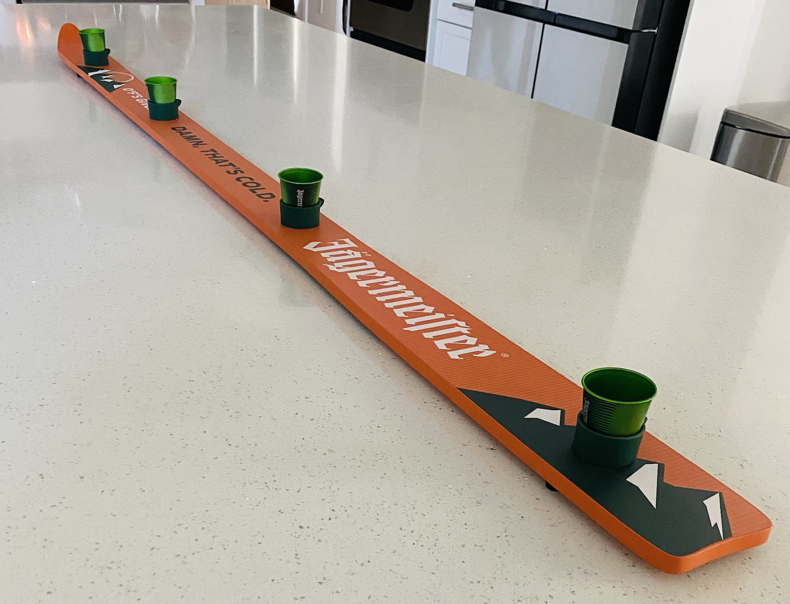 Jagermeister LTD Edition Shot Ski w/ 50  Aluminum Glasses New In Box 64” Long