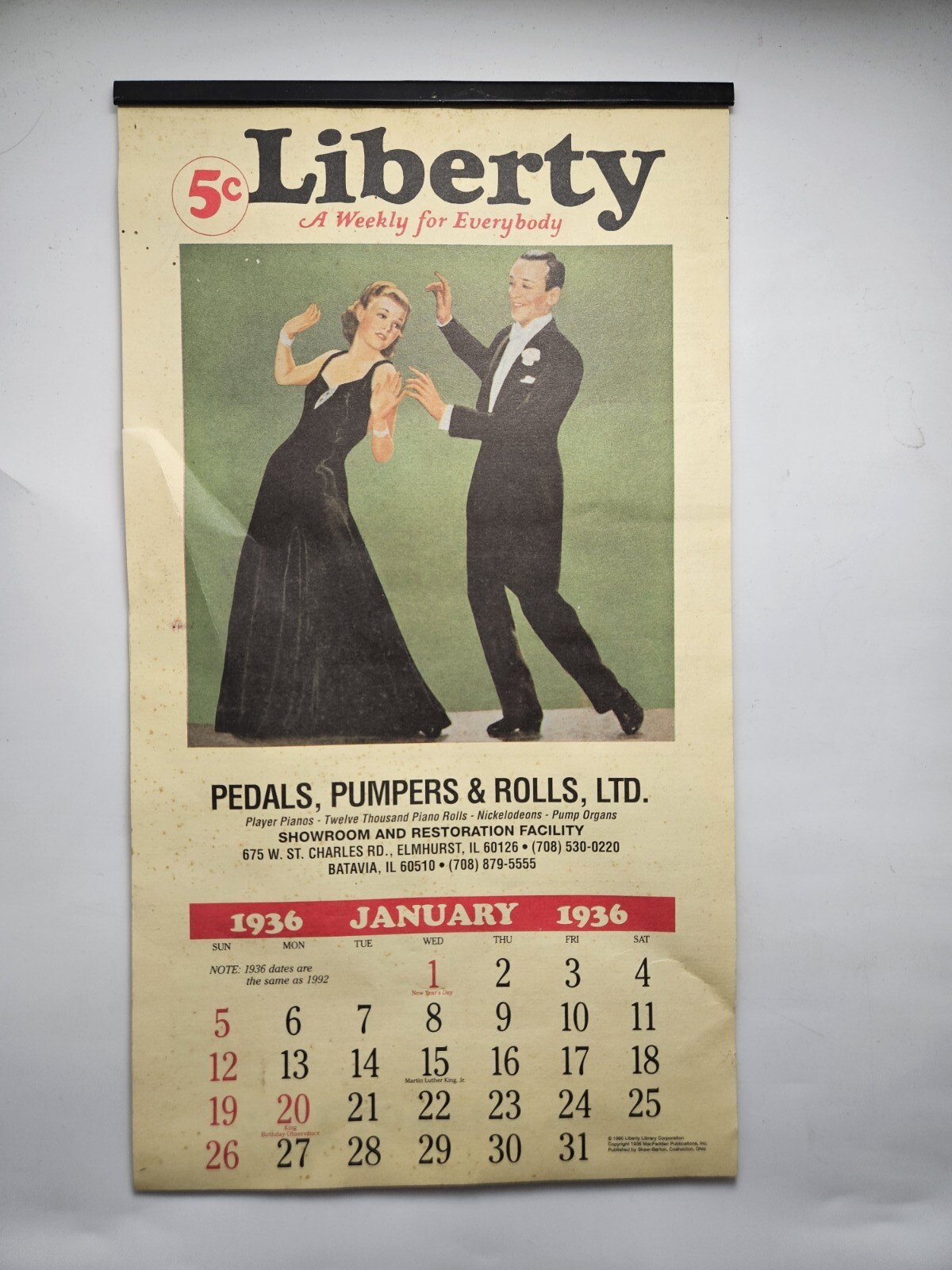 Liberty Calendar Reproduction 1936 Advertising