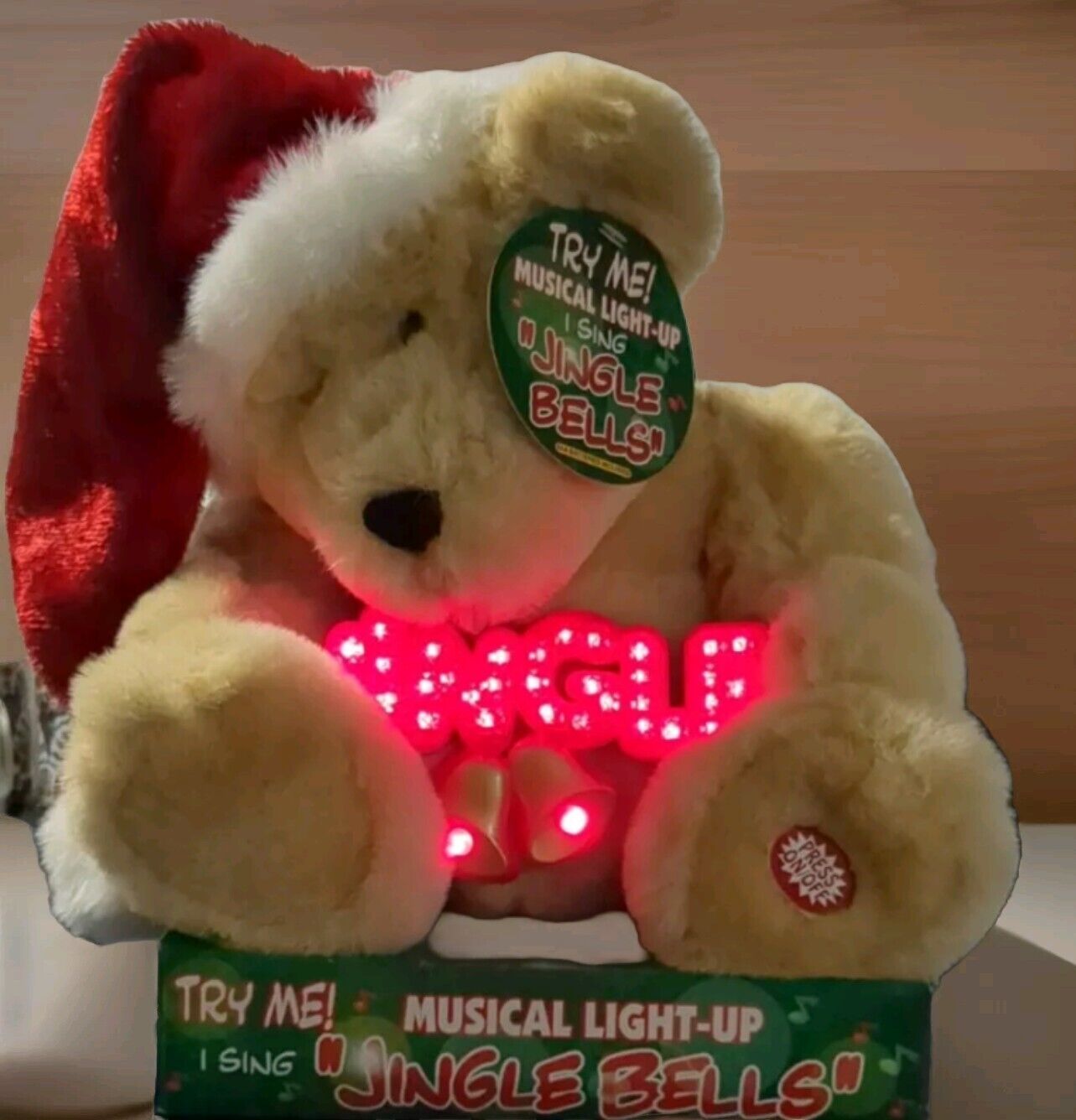 Vtg DAN DEE Musical Light Up Christmas Teddy Bear JINGLE BELLS SEE DESCRIPTION 