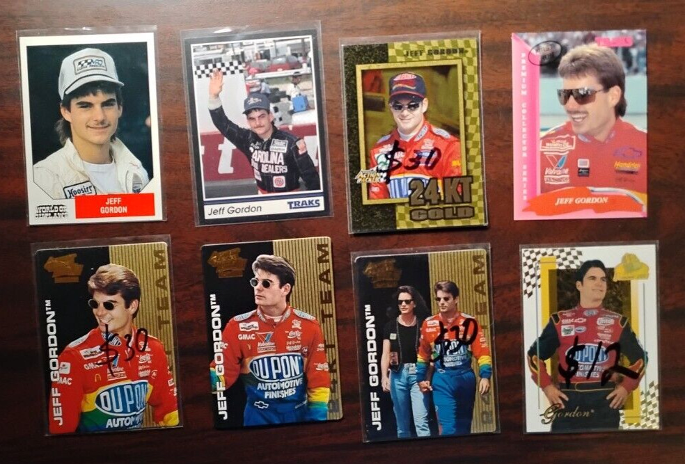 #1 Jeff Gordon -  Lot of 8 Nascar   Racing Cards 1988 World of Outlaws + Traks +
