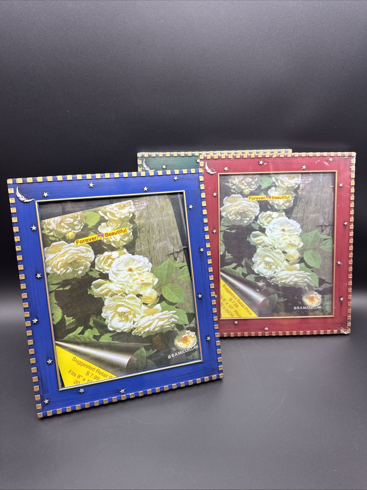 VTG Y2K Moon Star Celestial Plastic Glass 8x10 Picture Frames Blue Red Green VTG Y2K Moon Star Celestial Plastic Glass 8x10 Picture Frames Blue Red Green
