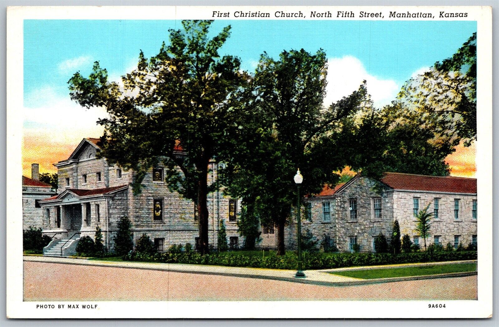 Vtg Manhattan Kansas KS First Christian Church North Fifth Street 1930s Postcard