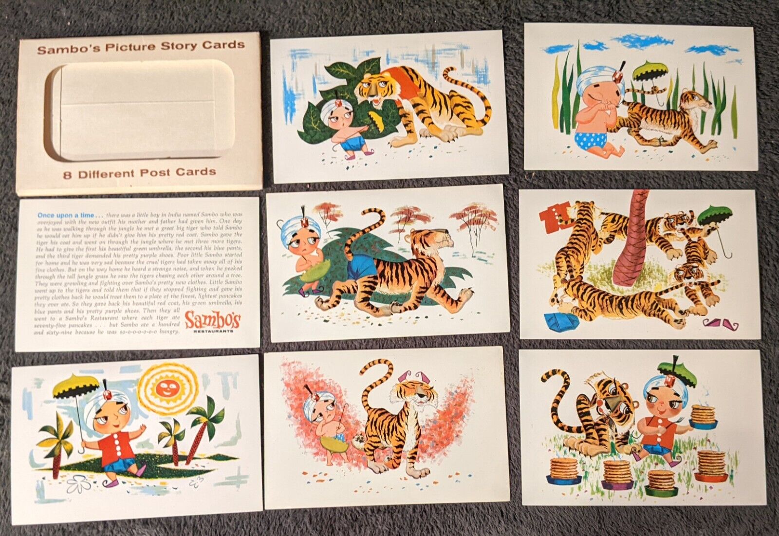 Sambo\'s Restaurant Vintage Picture Story Ad Printed Lot 8 Postcards Complete Set