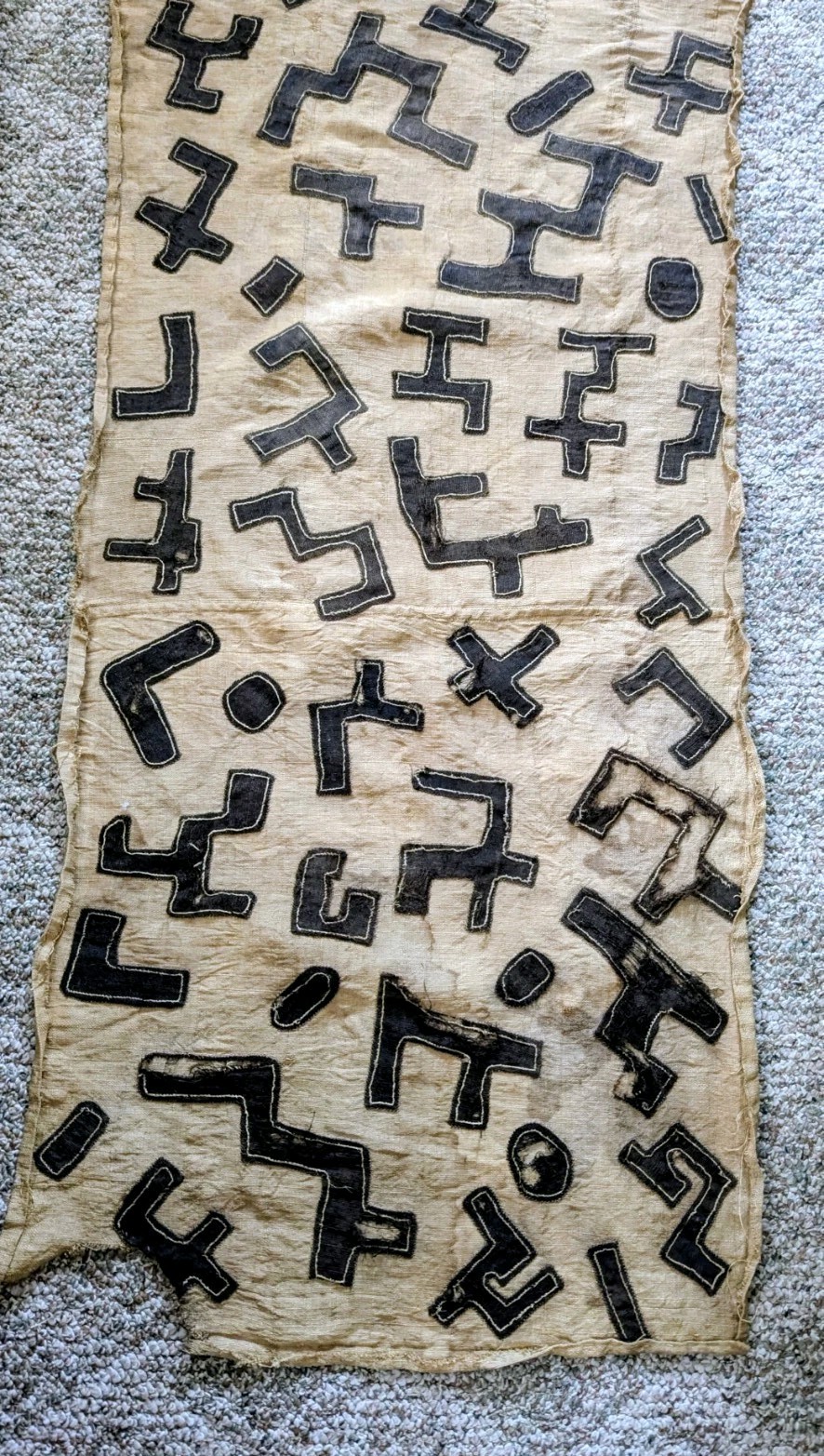 ORIGINAL AFRICAN KUBA RAFFIA LONG CLOTH HANDMADE PANEL TEXTILE CURRENCY DR CONGO