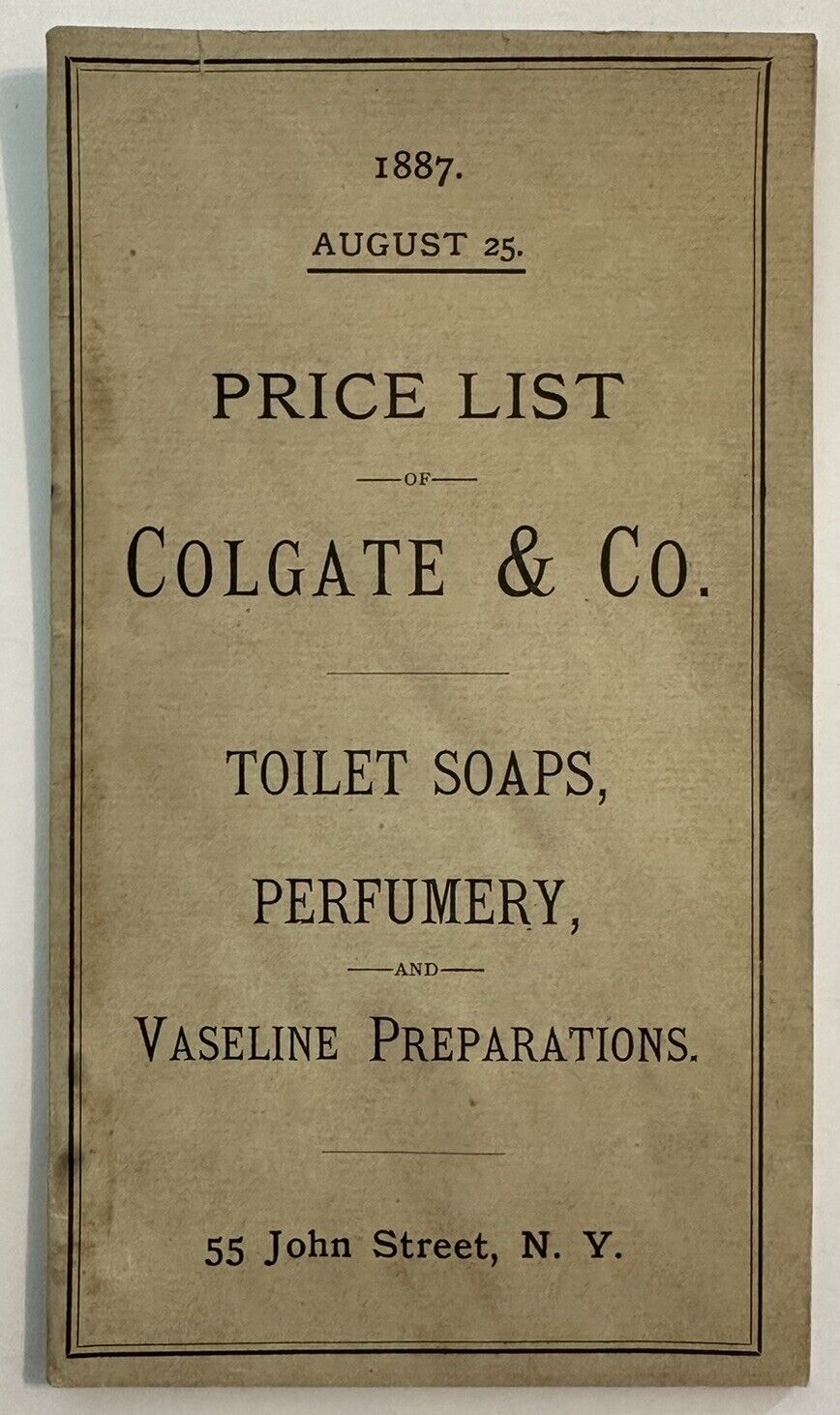 RARE 1887 Colgate & Co. Price List Catelog - Soaps, Perfume, Vaseline W Envelope