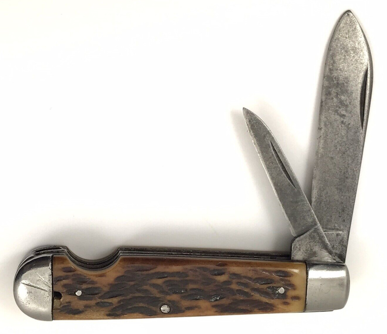 Early 1930's Vintage Camillus BONE Handle Easy Open Jack Knife Antique 9906-QX