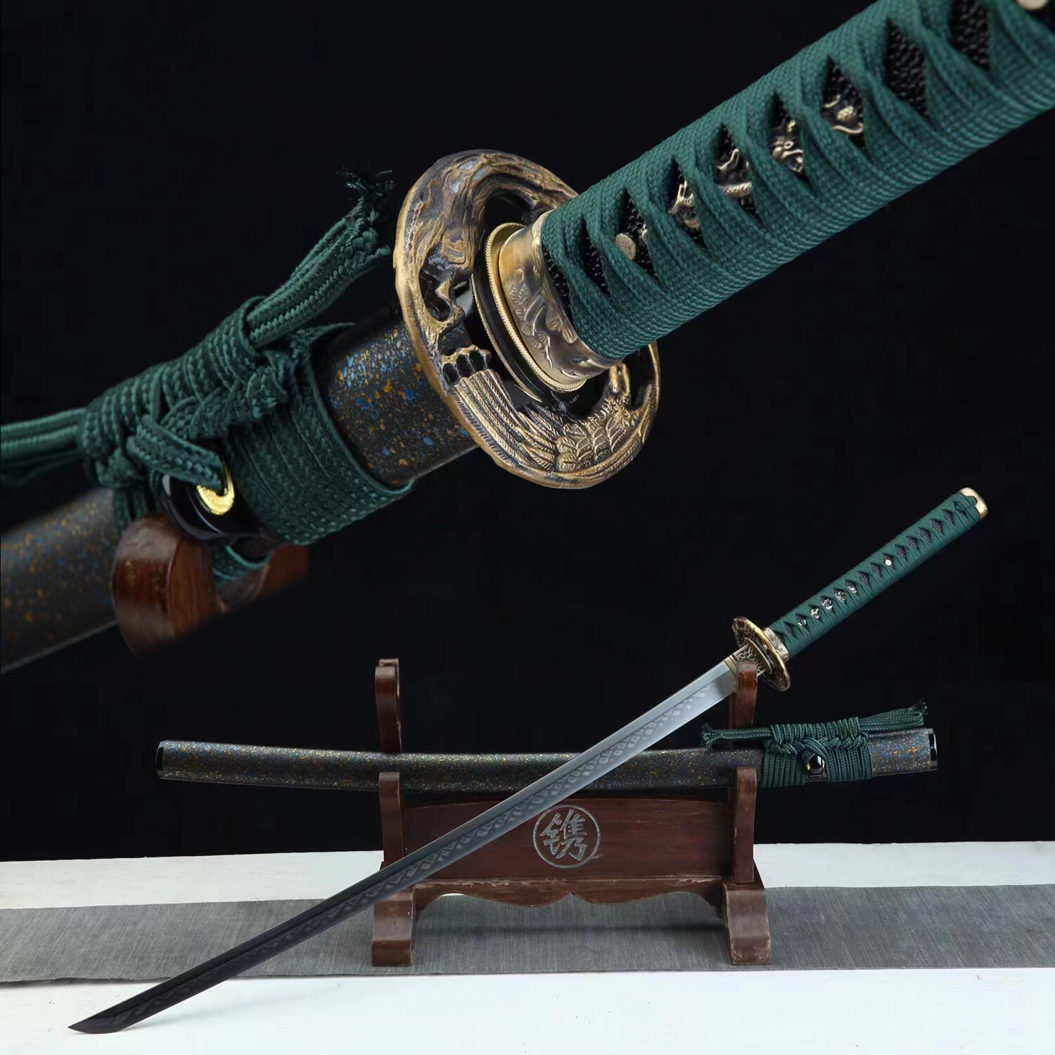 Green Clay Tempered T10 Steel Katana Japanese Samurai Sword Real Hamon Full Tang
