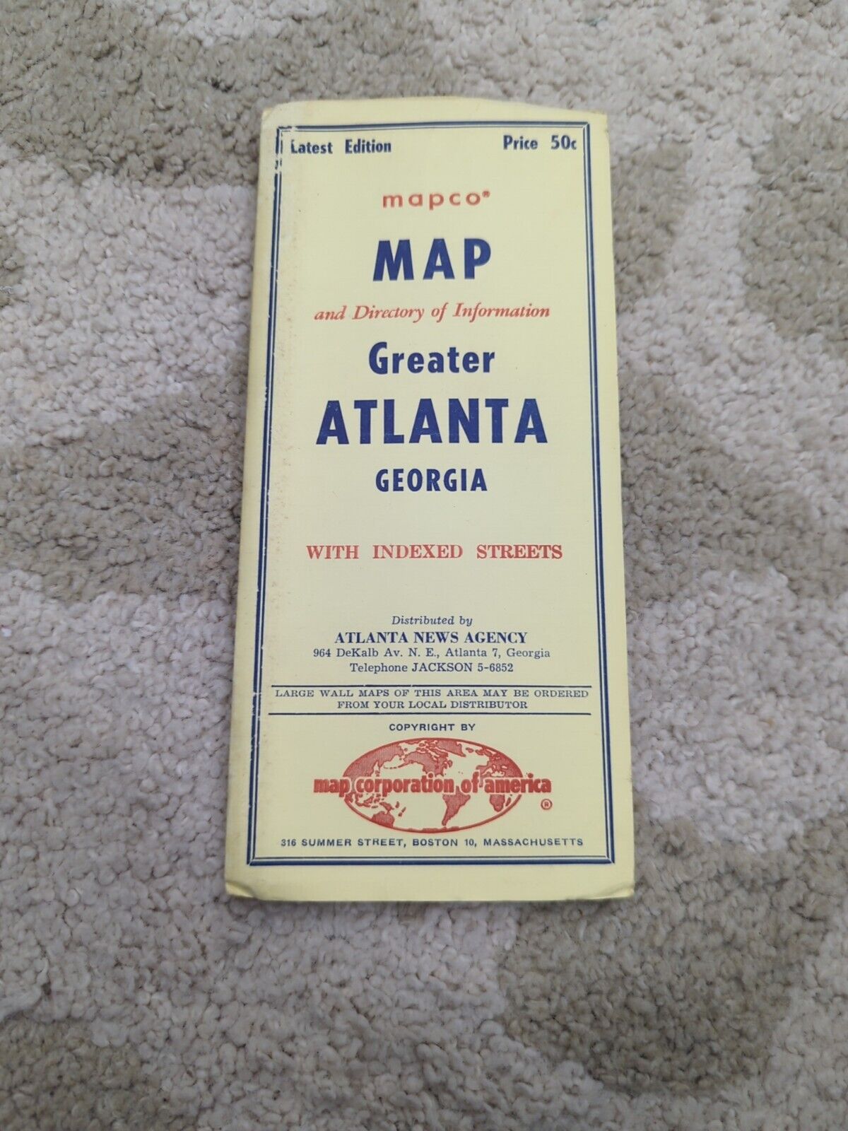 Vintage Mapco Map Greater Atlanta Georgia