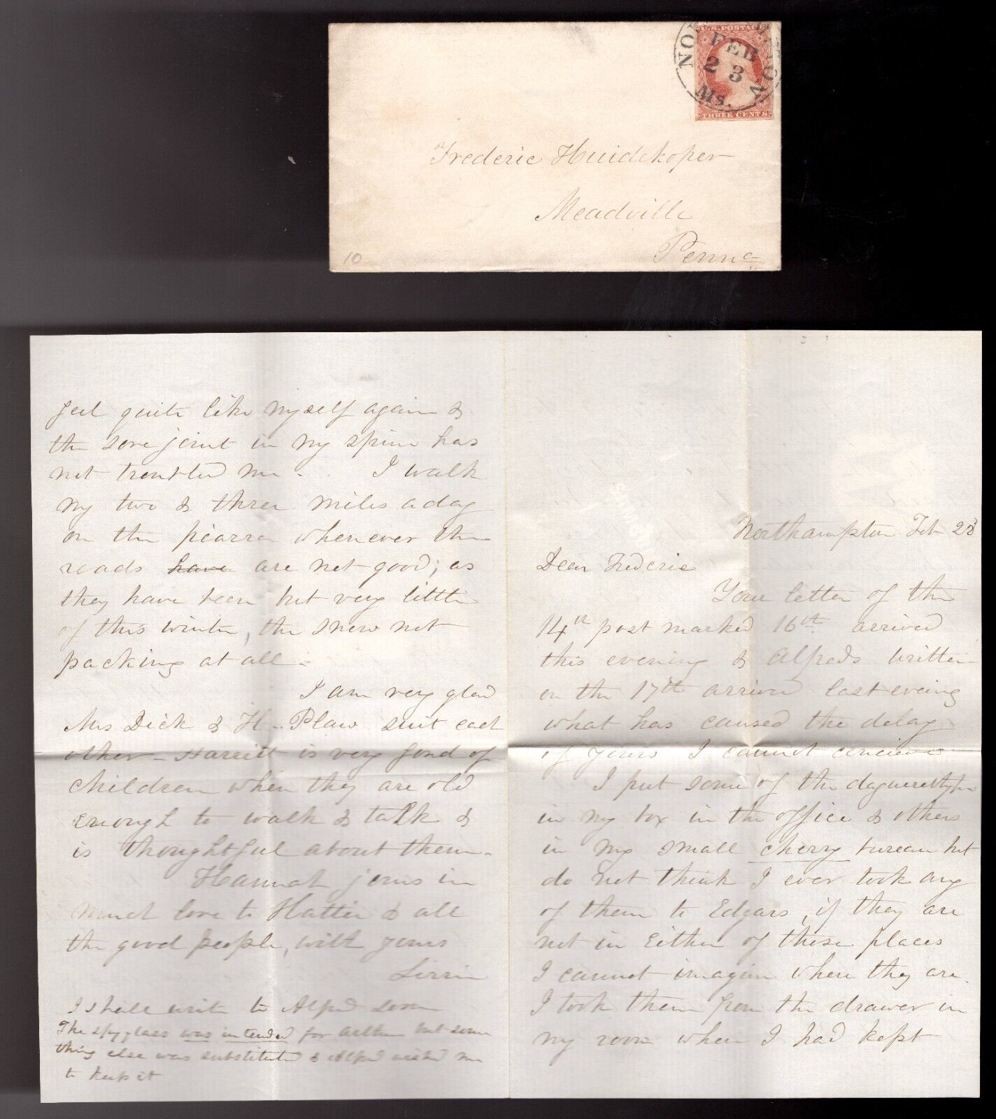 1868 Meadville PA.  Handwritten Letter to Rev F Huidekoper.  (VERY COOL)