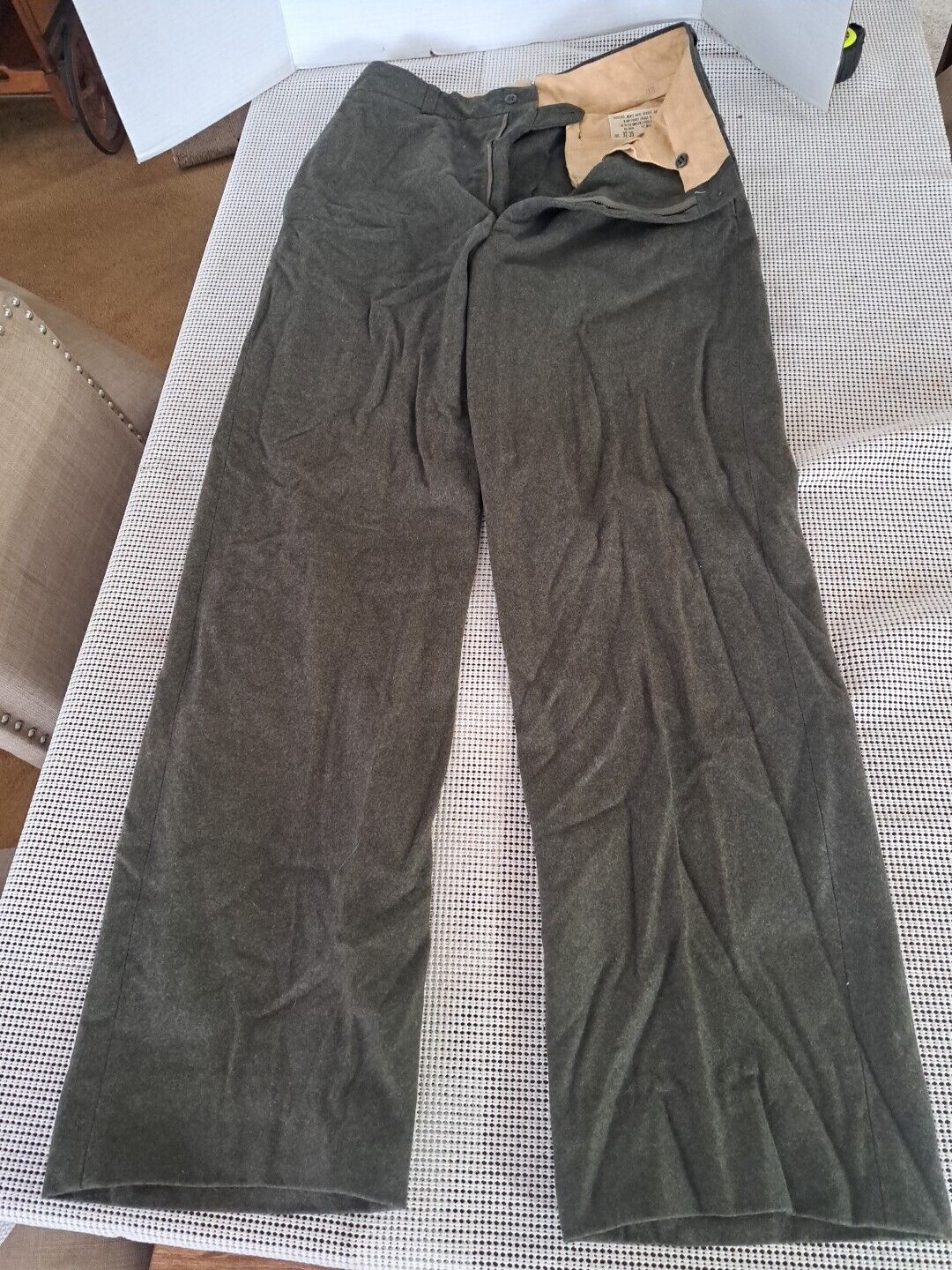 Vintage Class 3 Men’s Wool Kersey Green Military Trousers Pants Slacks 1962?