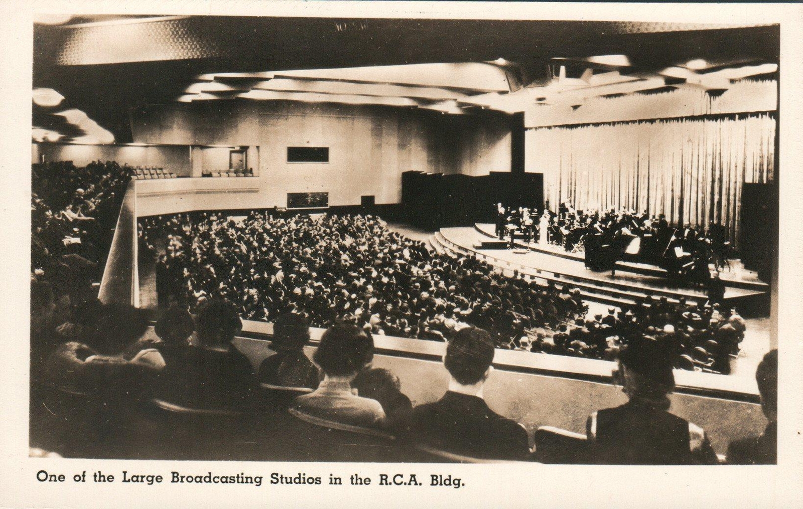VINTAGE REAL PHOTO One of the Large Broadcasting Studios RCA Building POSTCARD