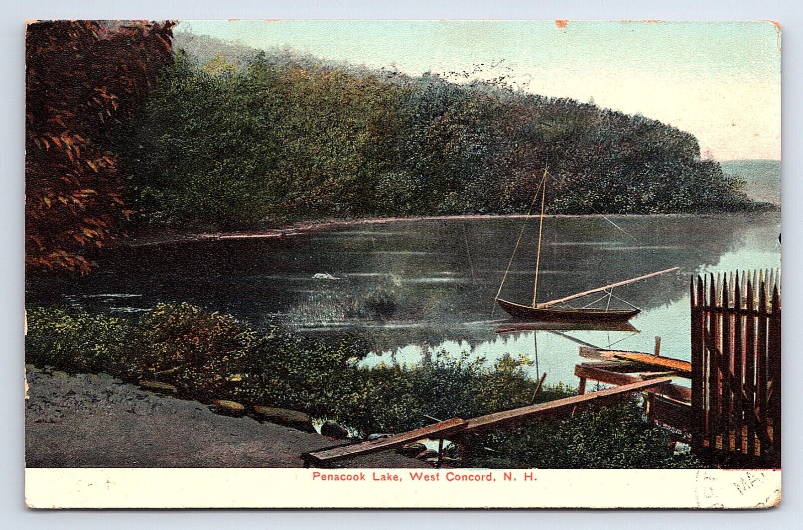 Postcard Penacook Lake West Concord New Hampshire NH c.1907