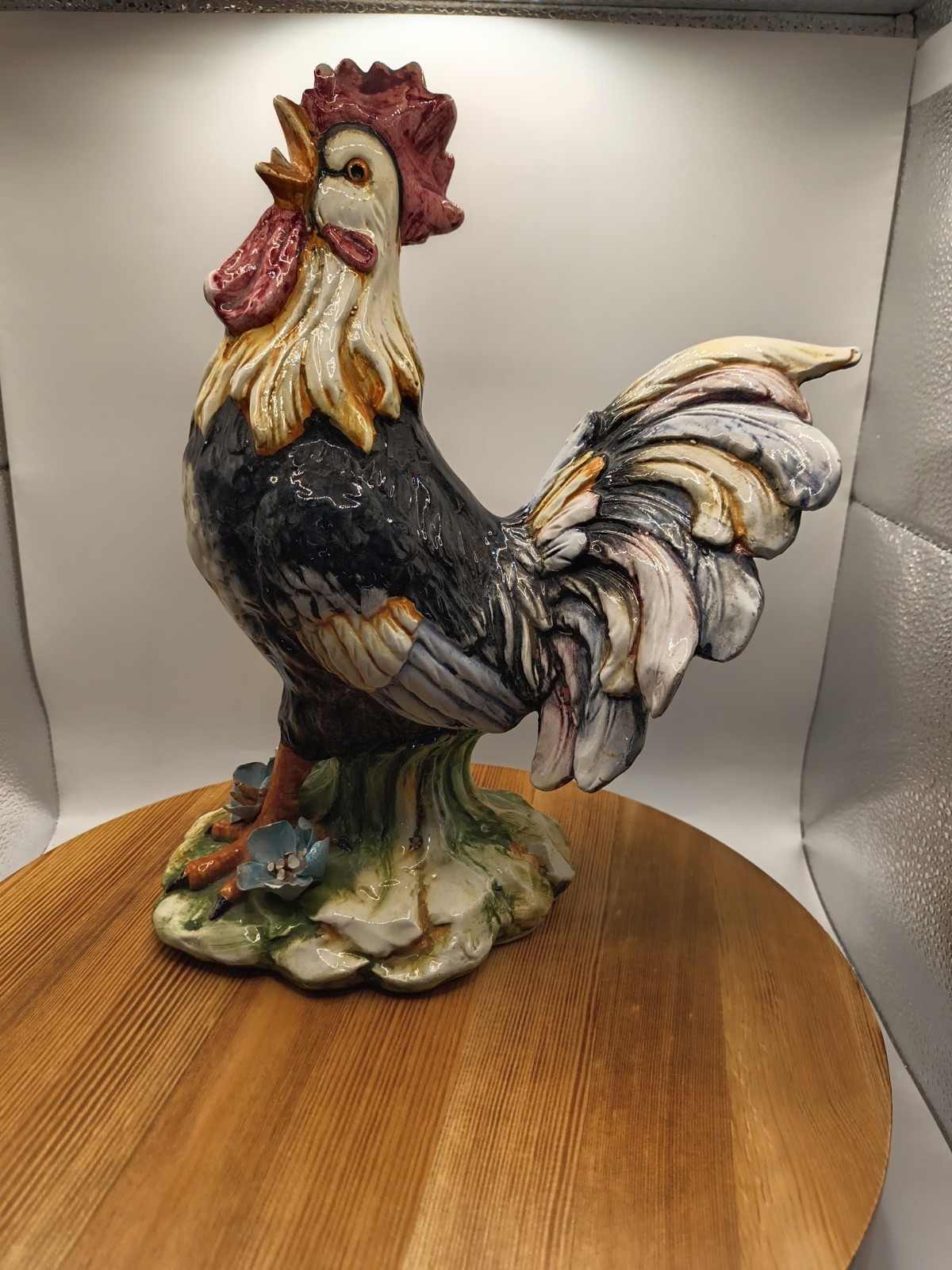 Vtg Ardalt Italy Ceramic Rooster Figurine Art 4516 Majolica Hand Painted