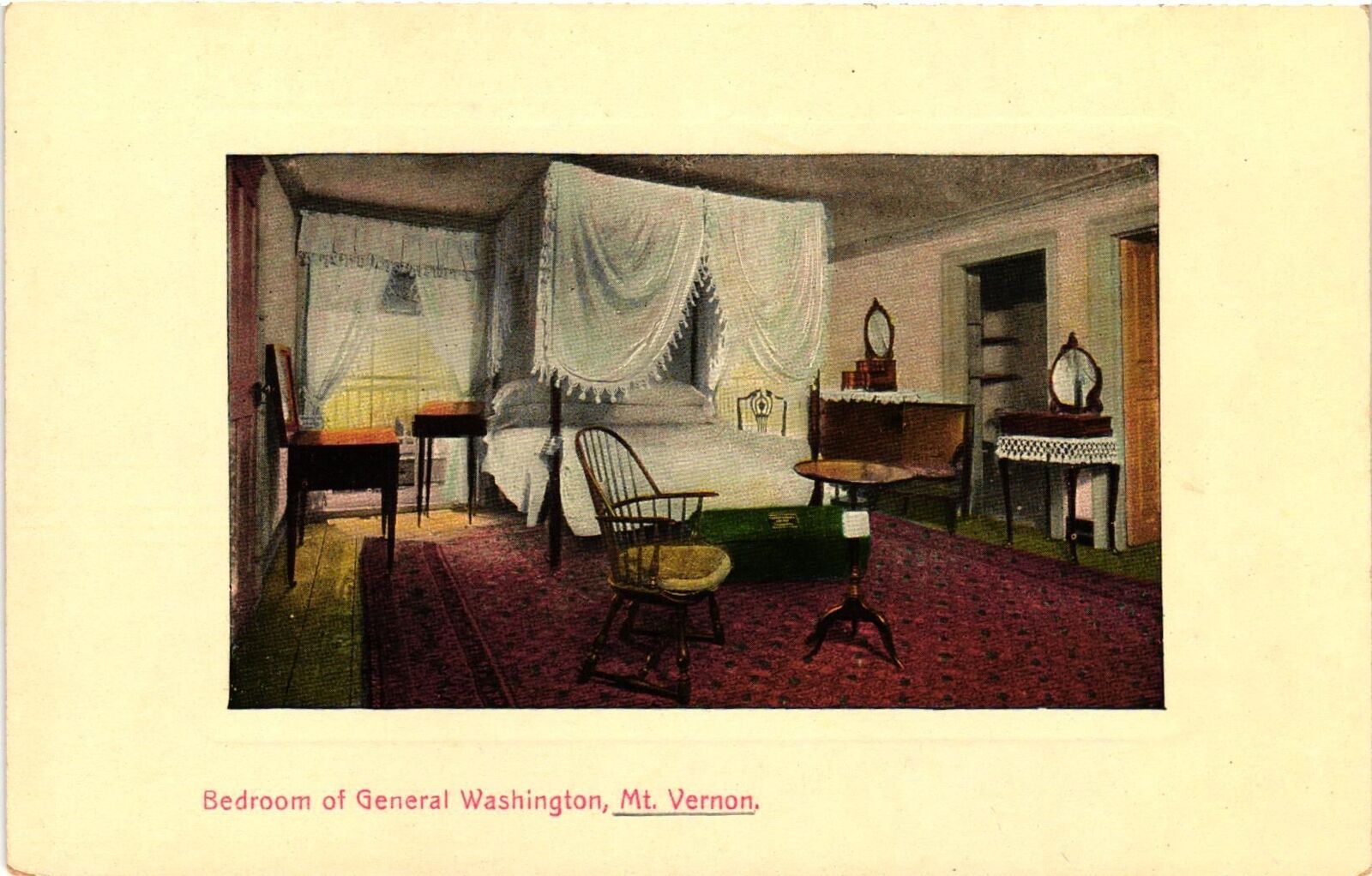 Vintage Postcard- Bedroom of General Washington, Mt. Vernon.