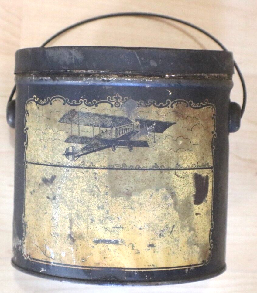 1920s finest grease can airplane car oil early brass era
