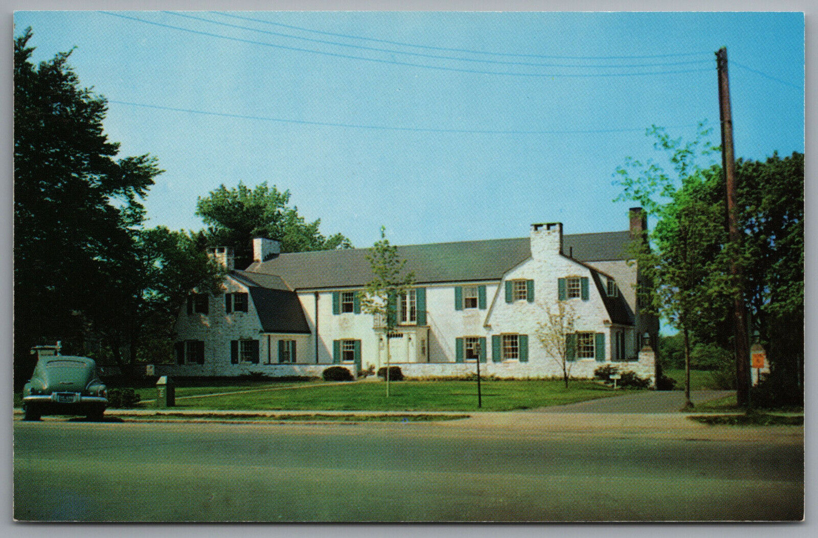 Glastonbury CT Wells-Turner Memorial Library Street View c1958 Postcard