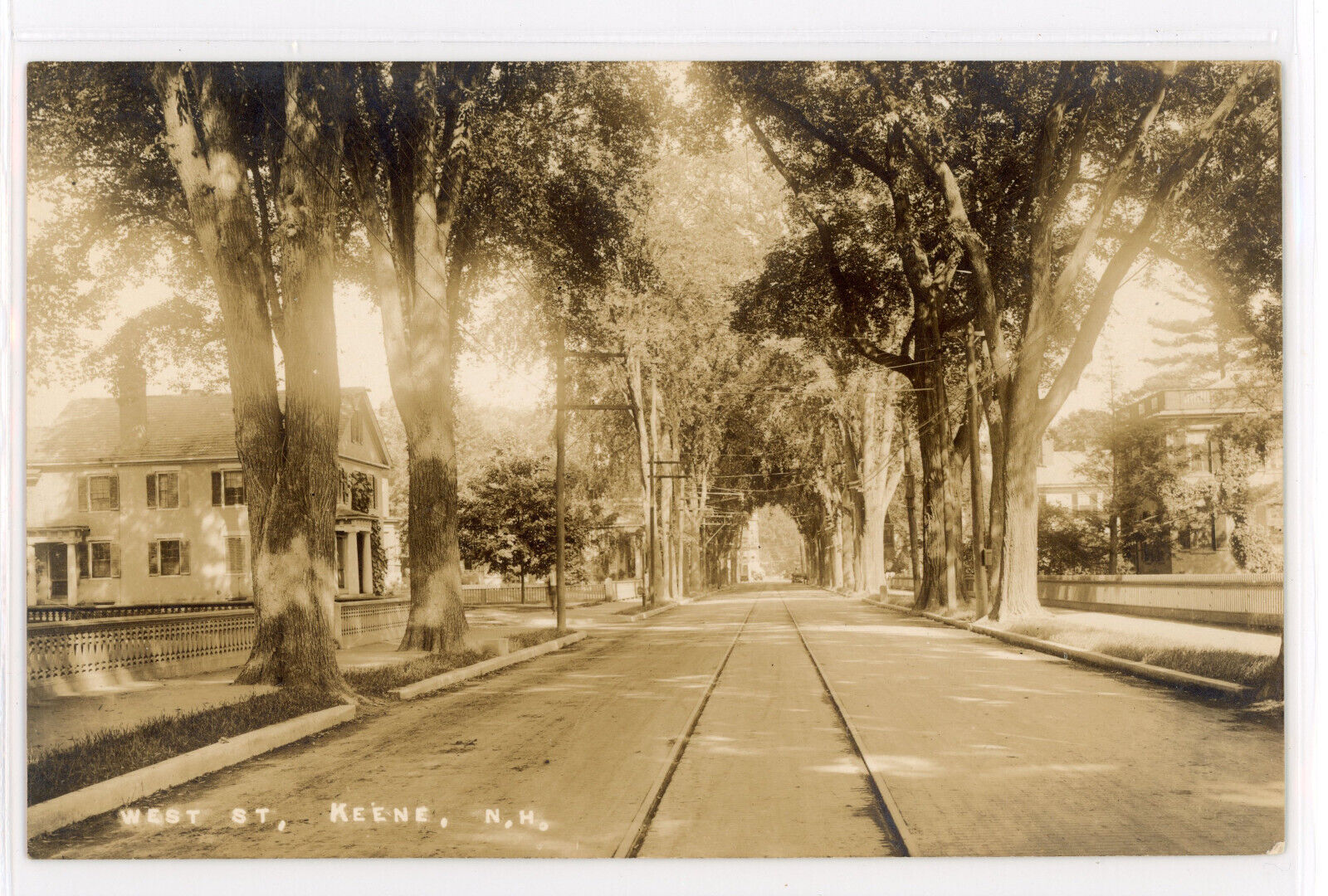 West Street, Keene, NH, 1912 RPPC Real Photo Postcard
