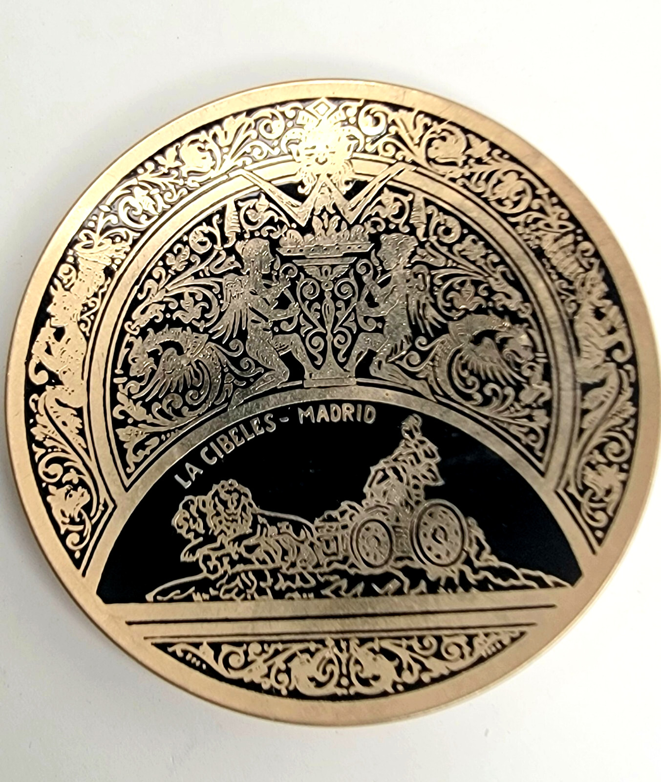 La Cibeles Brass Trinket Dish Madrid Spain Souvenir Lions Chariot Vanity Decor V