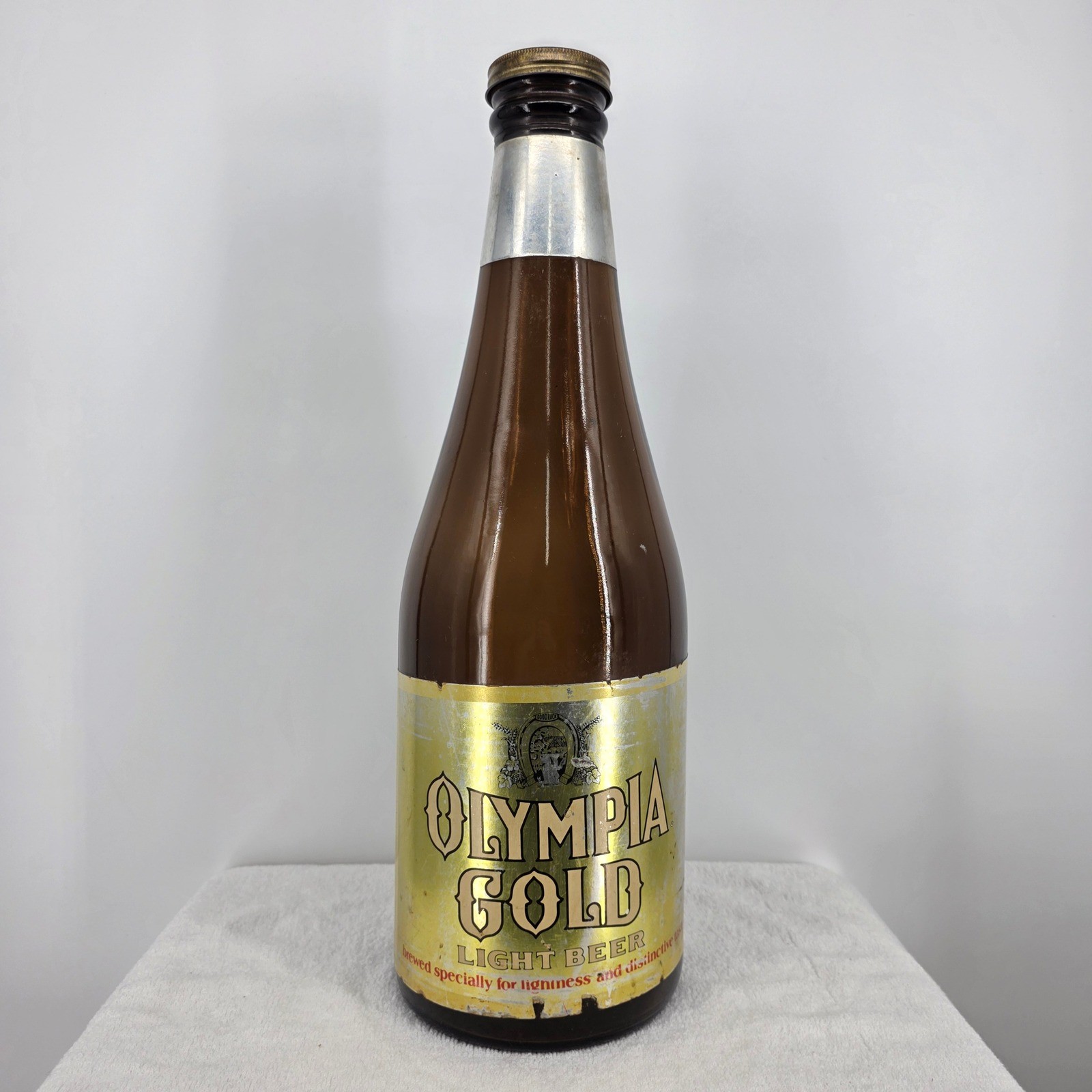 Vintage Olympia Gold Light Beer Oversized Display Bottle 22.5 Inch Brown Glass
