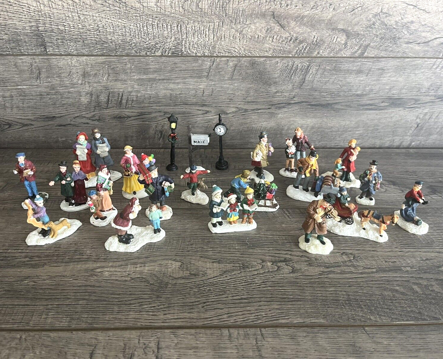 Vintage Mix Lot of 22 Figurines Christmas Village House Town Mail - Holiday Time