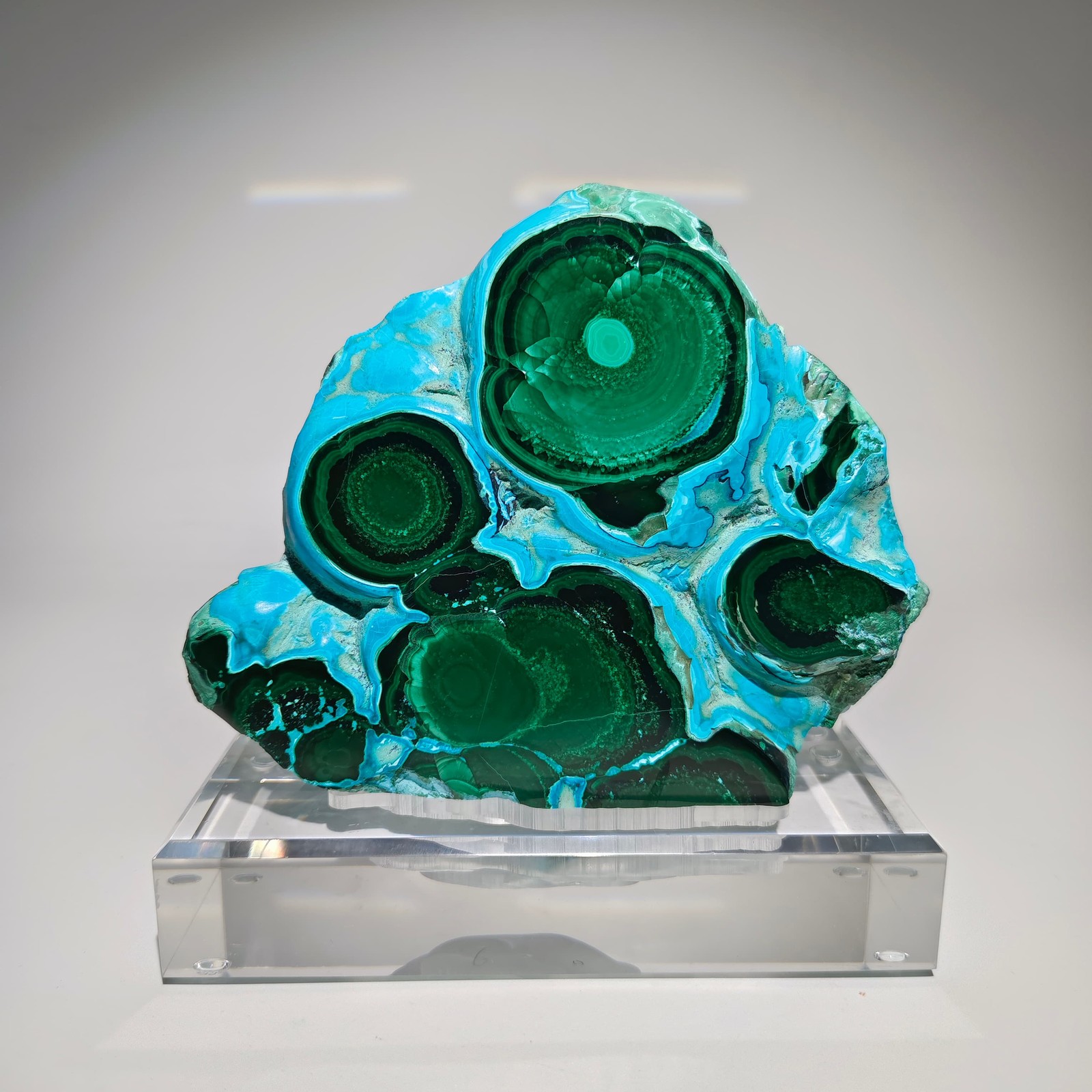 4.07LB Rare Natural Silicon Malachite Quartz Crystal Mineral Specimen + Stand