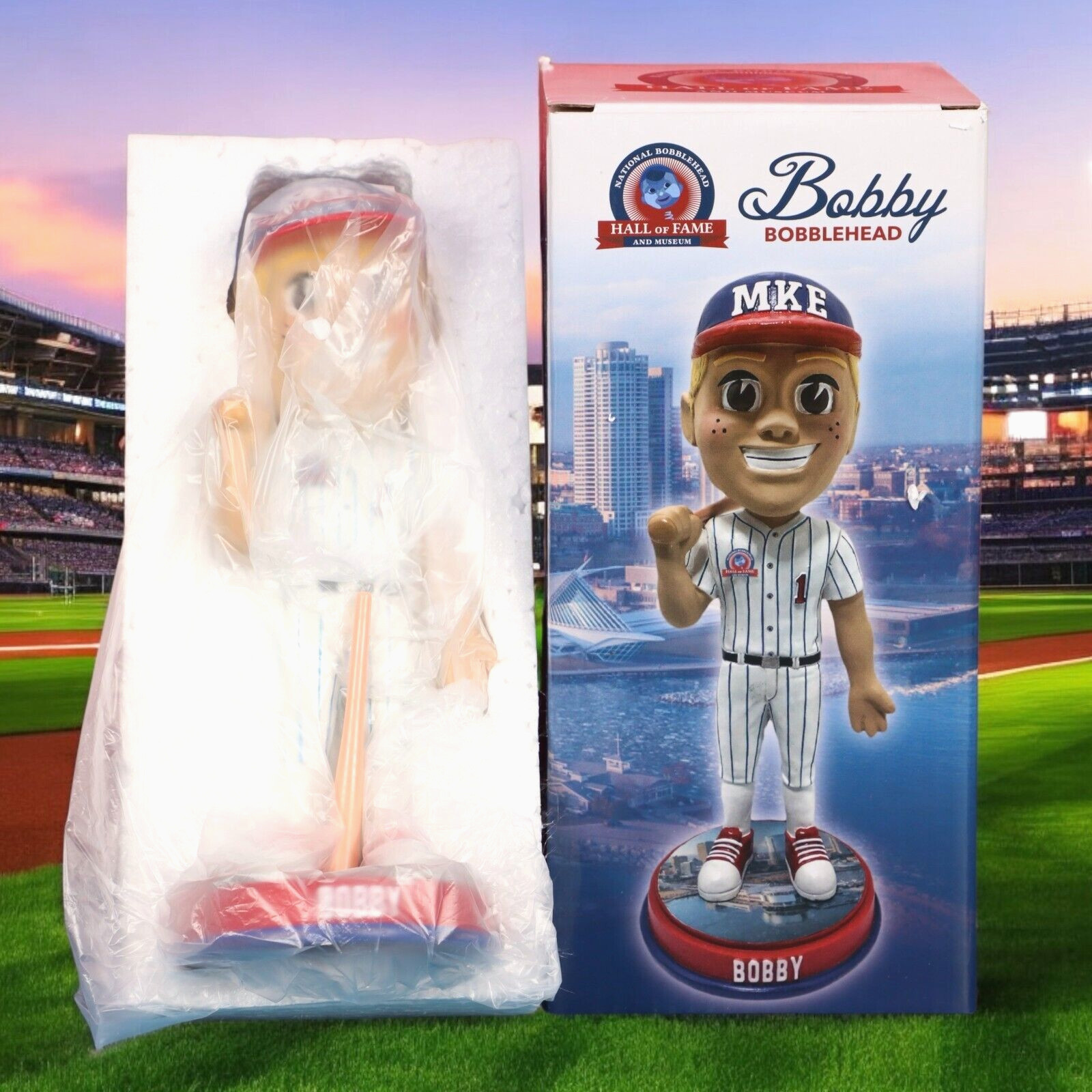 National Bobblehead Hall Of Fame MKE Milwaukee Bobby Mascot Bobblehead 2019 New