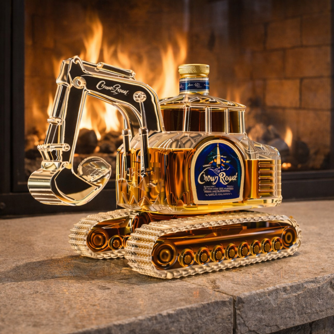Excavator Whiskey Decanter – Unique Bar Decor, Construction Gift, Vintage Liquor