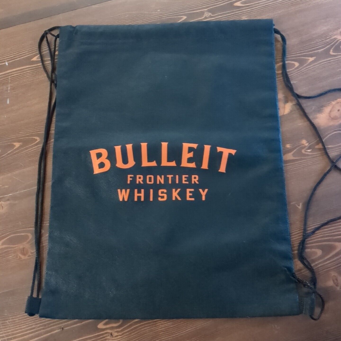 Bulleit Frontier Whiskey Bourbon Swag Black Orange Draw String Bag Harley Promo 