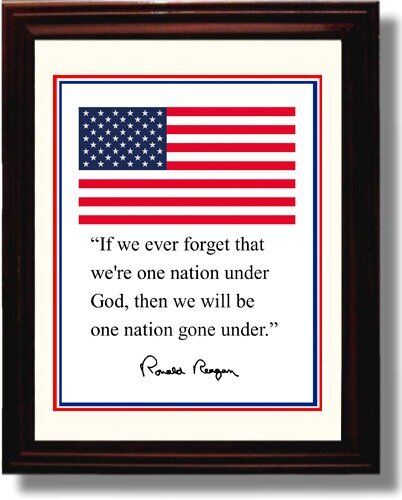 16x20 Framed Ronald Reagan - Flag - Autograph Promo Print - Presidential Quote