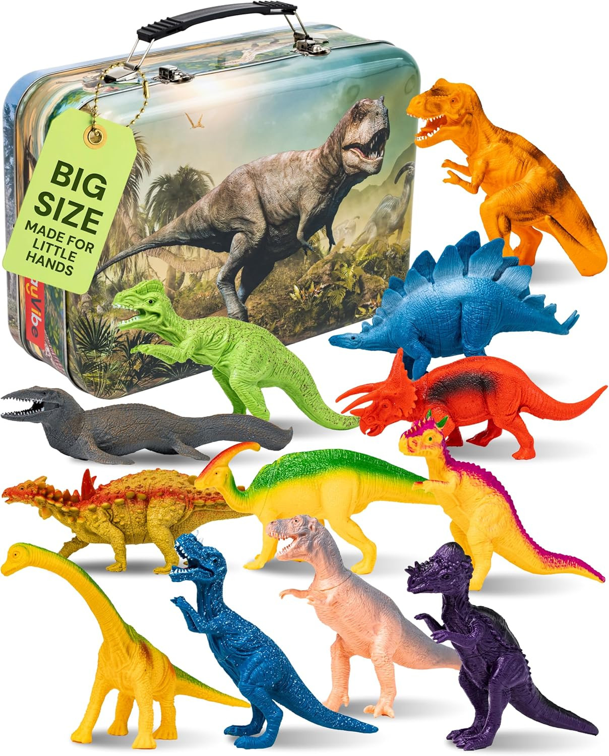 Dinosaur Toys - 12 Realistic 9-Inch Models with Storage Box