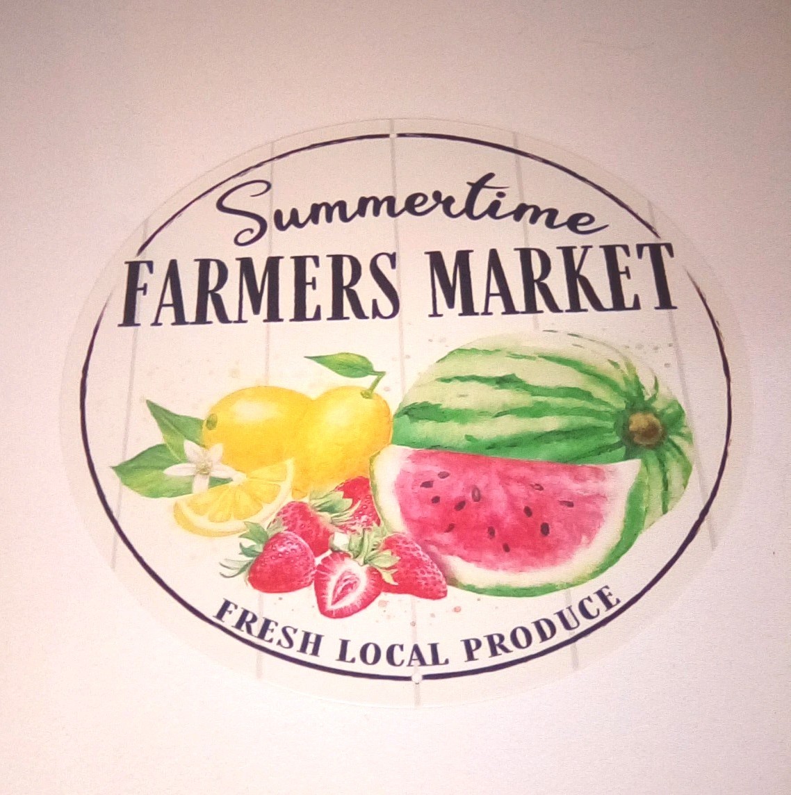 Summertime Farmers Market Fresh Local Produce Metal Sign, 12\ Summertime Farmers Market Fresh Local Produce Metal Sign, 12\