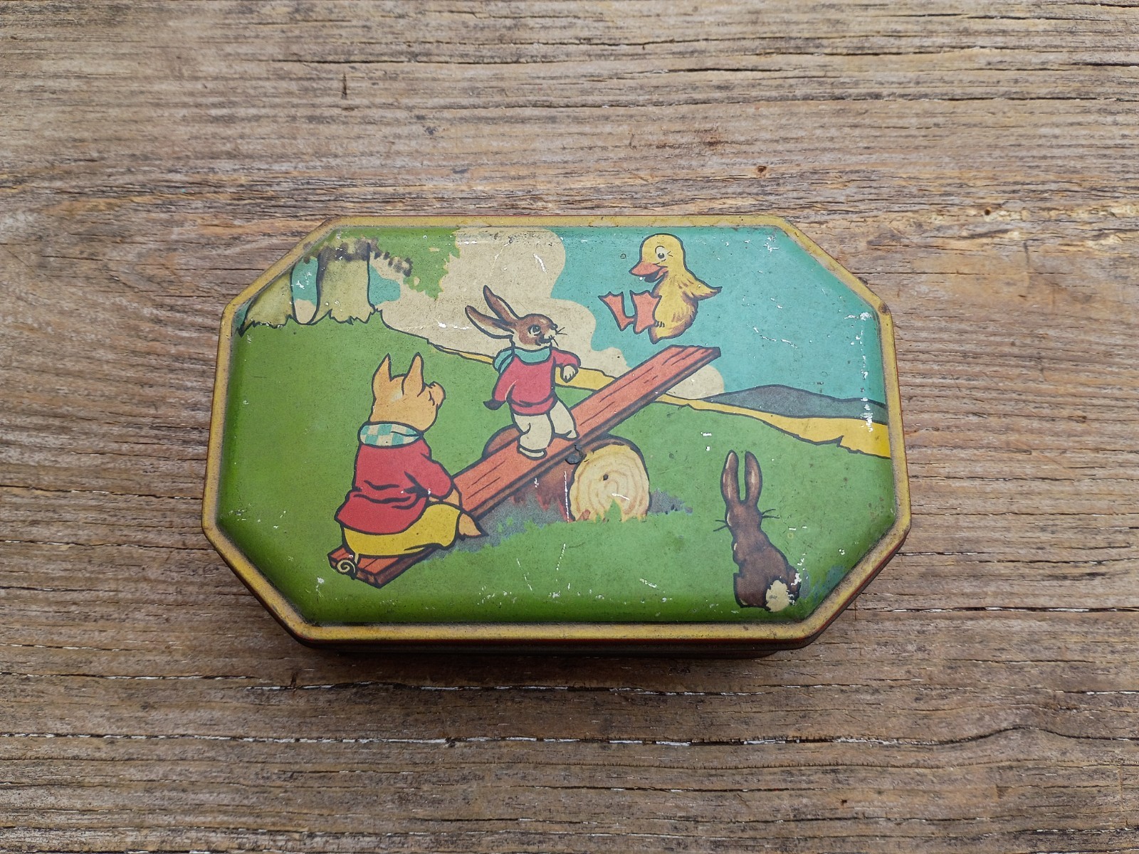 Vintage Peter Rabbit Blue Bird Toffee Tin England Vintage Peter Rabbit Blue Bird Toffee Tin England