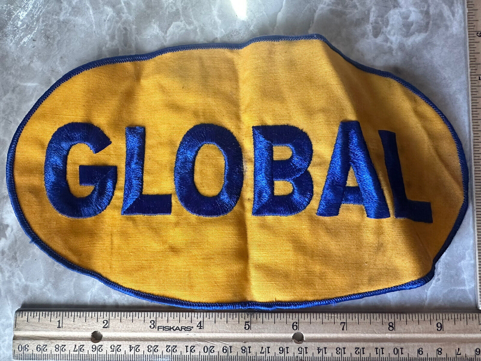Global Vintage Patch Rare Large Yellow Stained Used