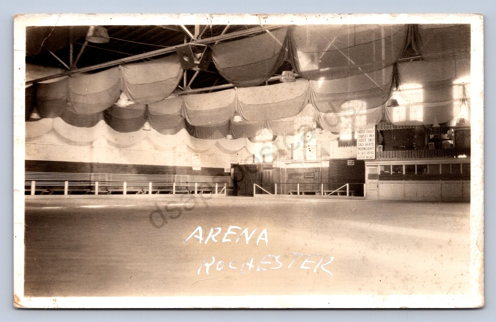 J94/ Fairborn? Ohio RPPC Postcard c1930s Interior Skateland Skating Rink  415