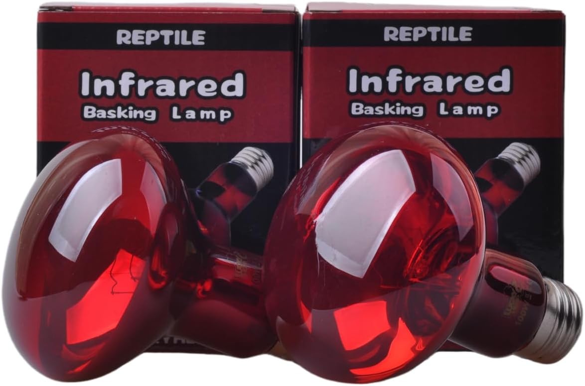 2 Pack Reptile Infrared Basking Bulb 100W Terrarium Heat Lamp Red Night Light