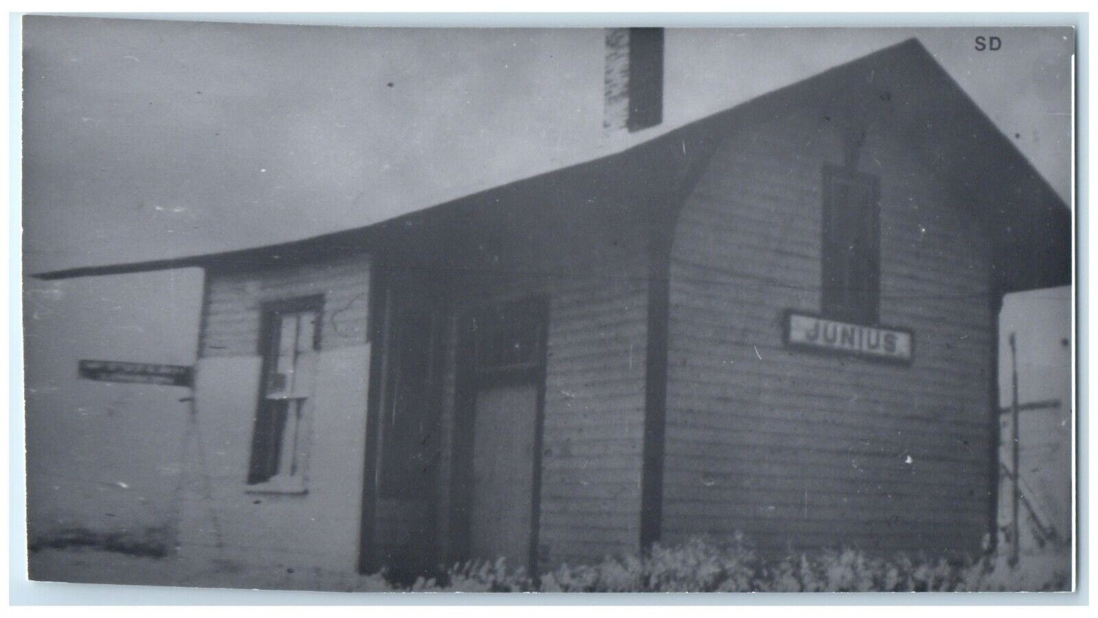 c1960\'s Junius South Dakota Exterior SD Train Depot Station RPPC Photo Postcard