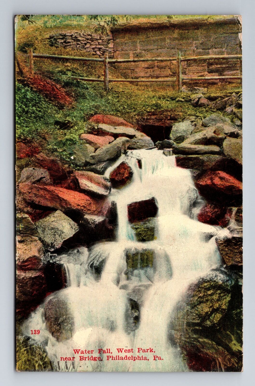Philadelphia PA-Pennsylvania, West Park Waterfalls, Vintage c1910 Postcard